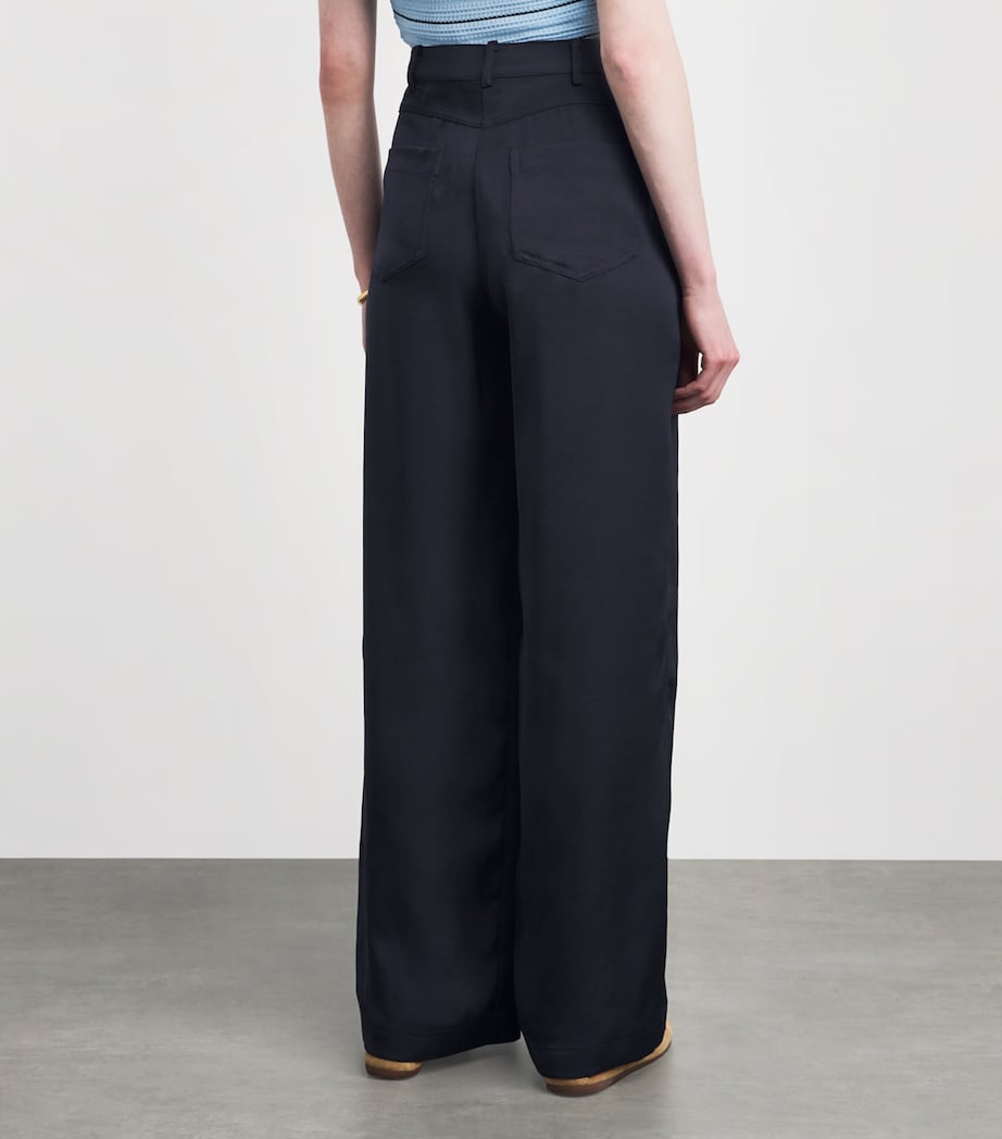 Claudie Pierlot Womens Wide-Leg Tailored Trousers Navy Image 5