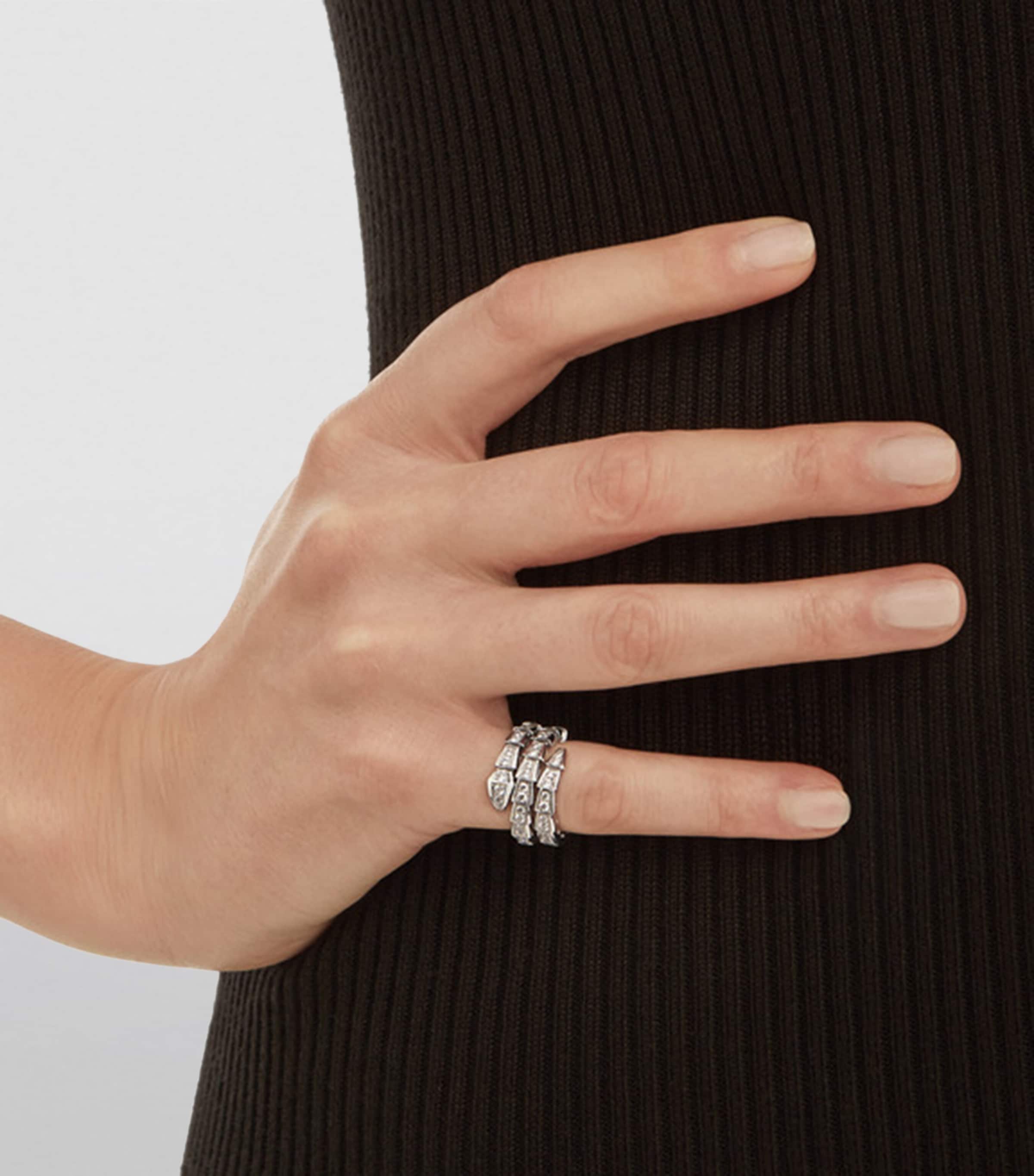 White Gold and Diamond Serpenti Viper Ring WHITE GOLD Image 3