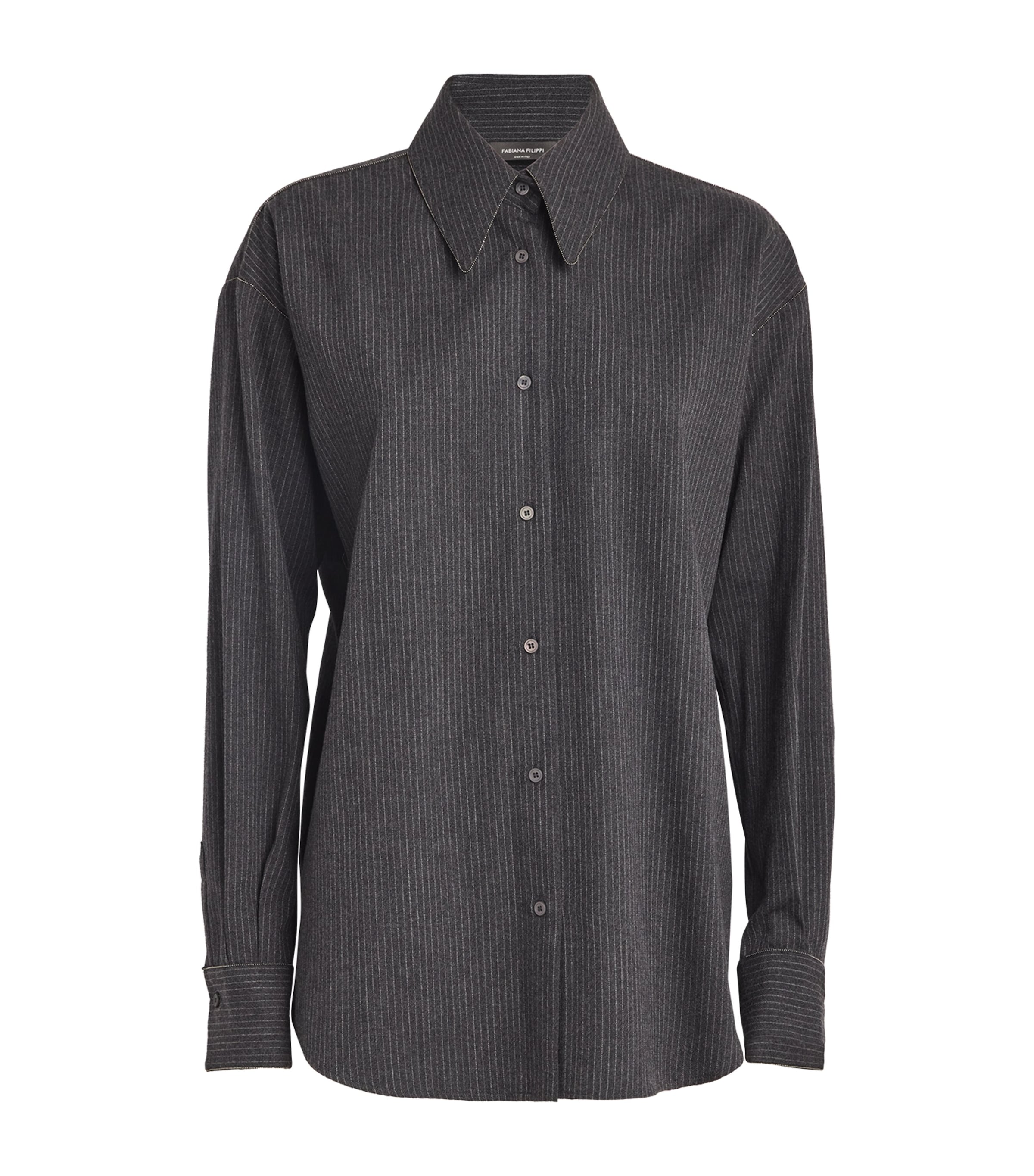 FABIANA FILIPPI MERINO WOOL EMBELLISHED SHIRT 