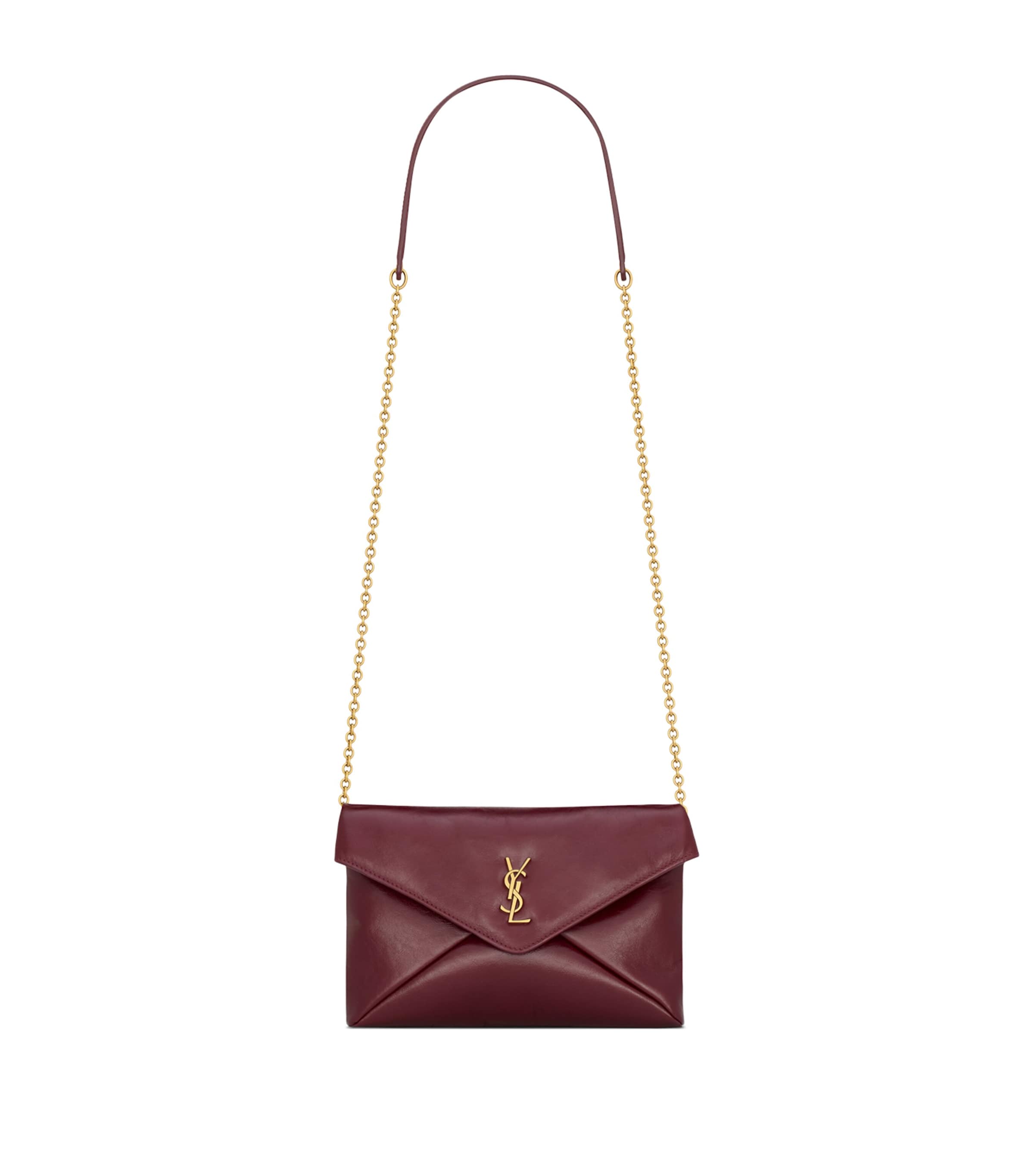 Saint Laurent Small Cassandre Chain Pouch In Red