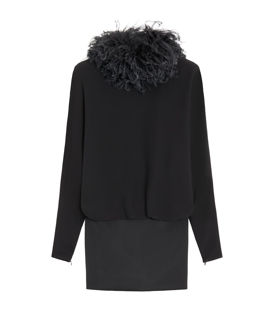 Valentino Womens Silk Feather-Trim Mini Dress Image 1