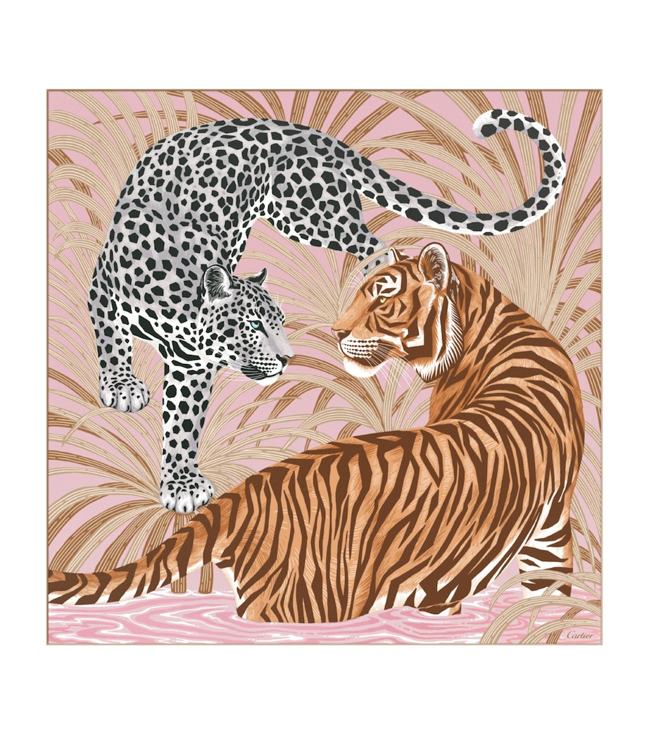 Cartier Silk Panthère and Tigre Square Scarf Pink Image 1