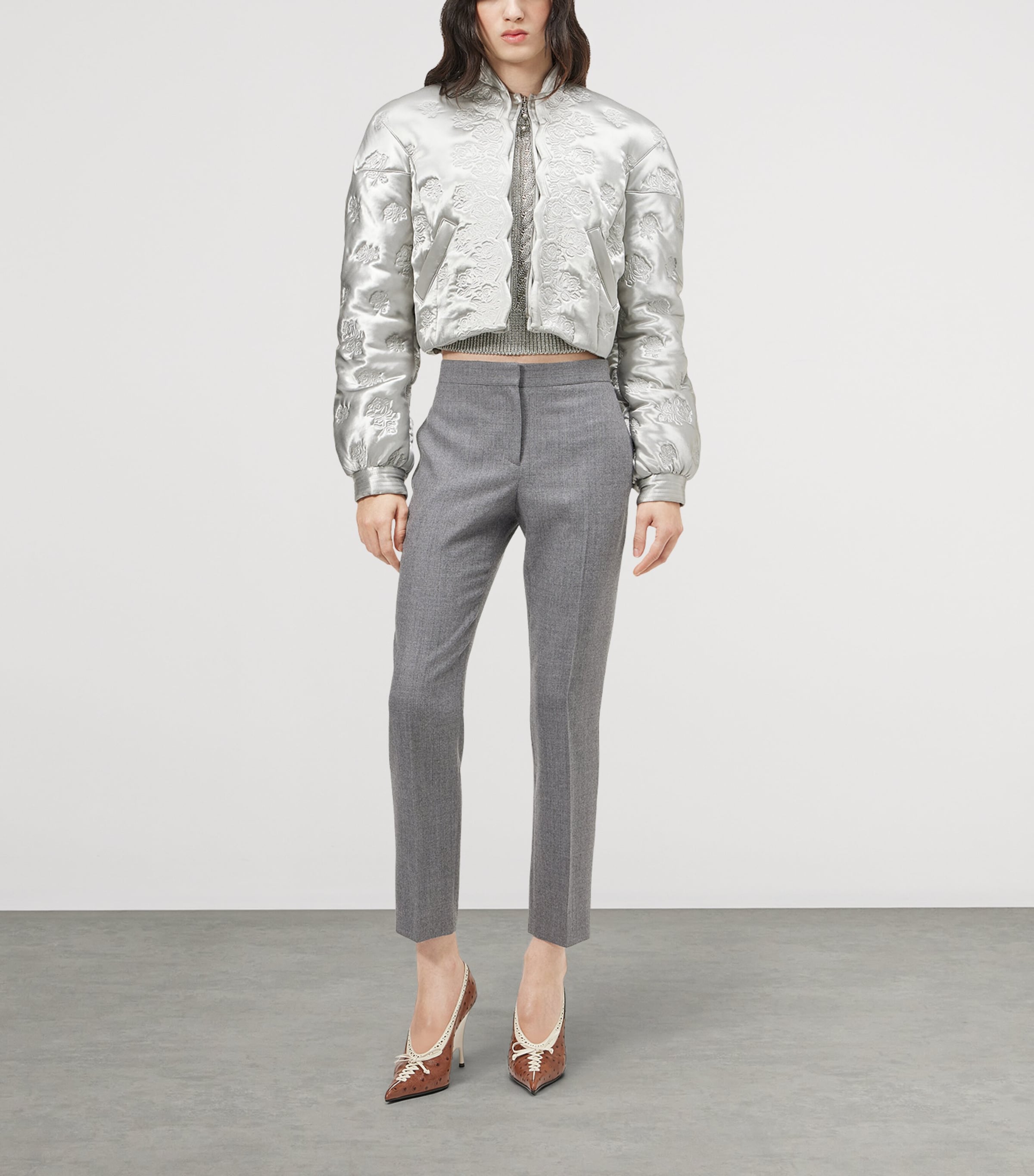 McQueen Womens Satin Embroidered Bomber Jacket Image 2
