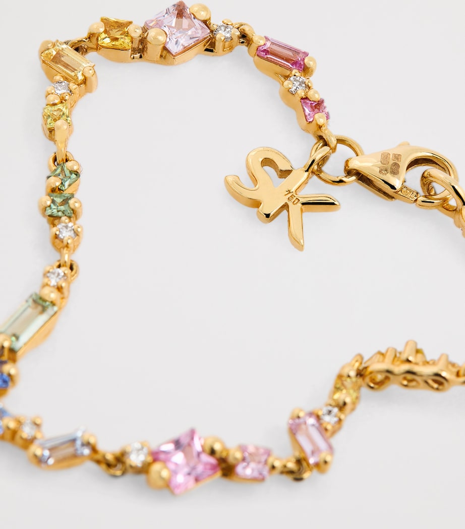 Yellow Gold, White Diamond and Pastel Sapphire La Fantaisie Bracelet 18K YG/PS Image 3