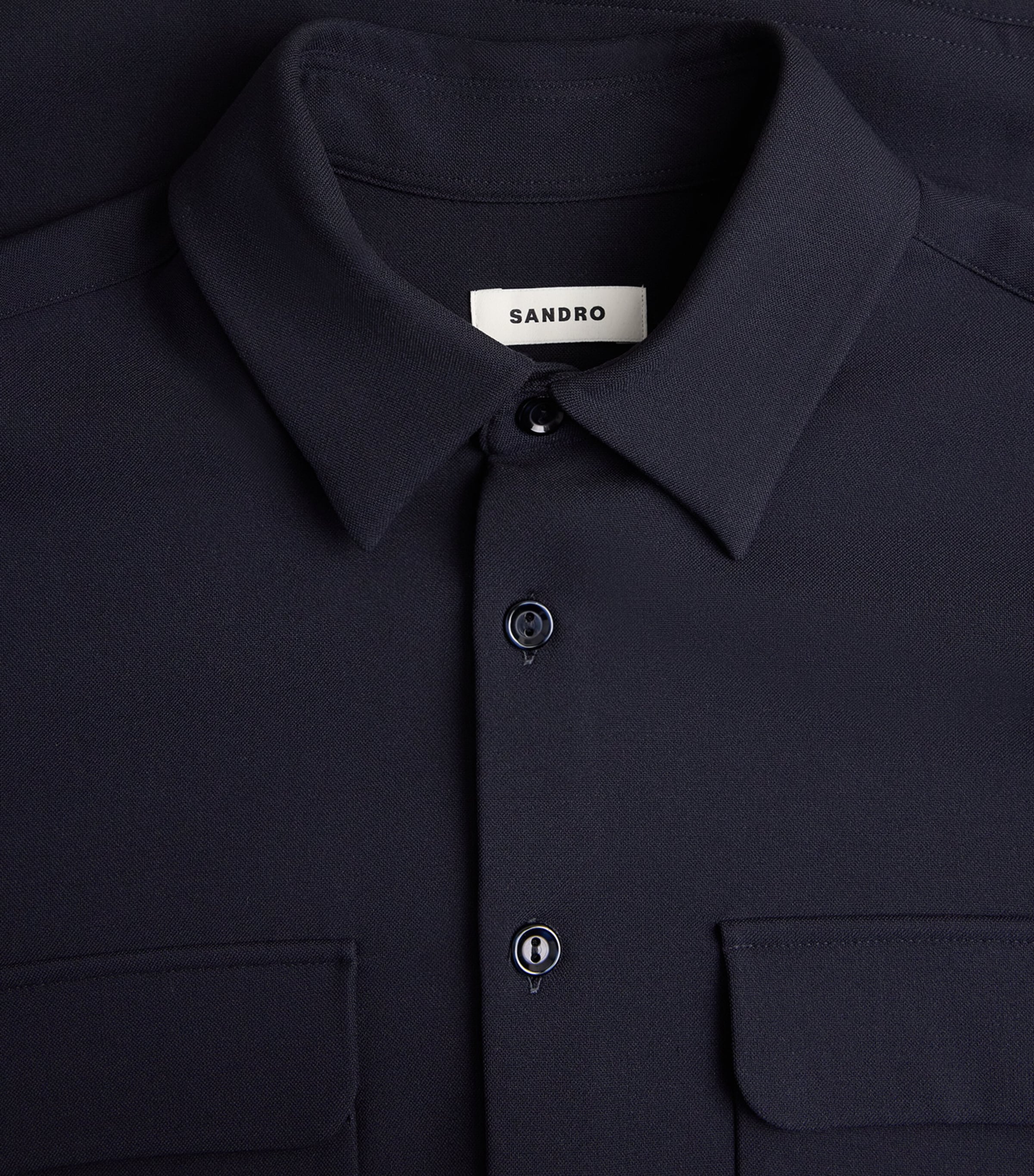 Sandro Paris Mens Straight-Fit Shirt Navy Blue Image 6