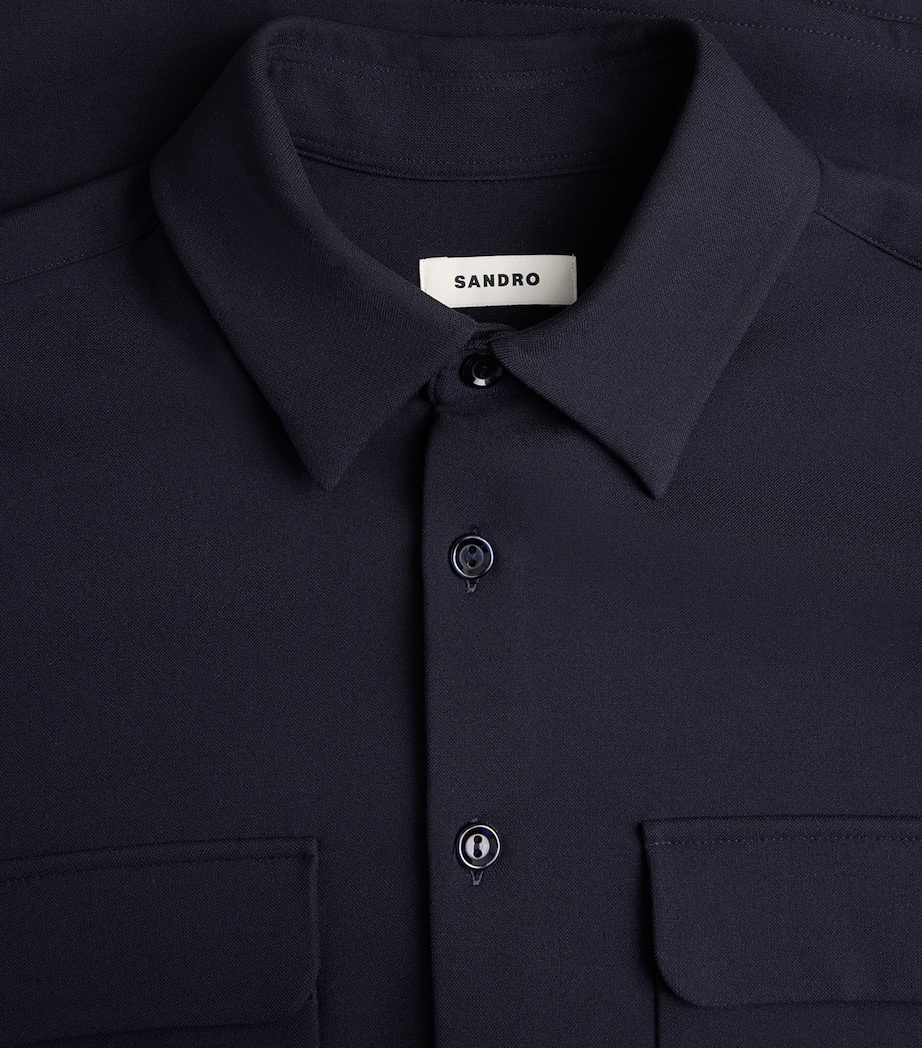 Sandro Paris Mens Straight-Fit Shirt Navy Blue Image 6