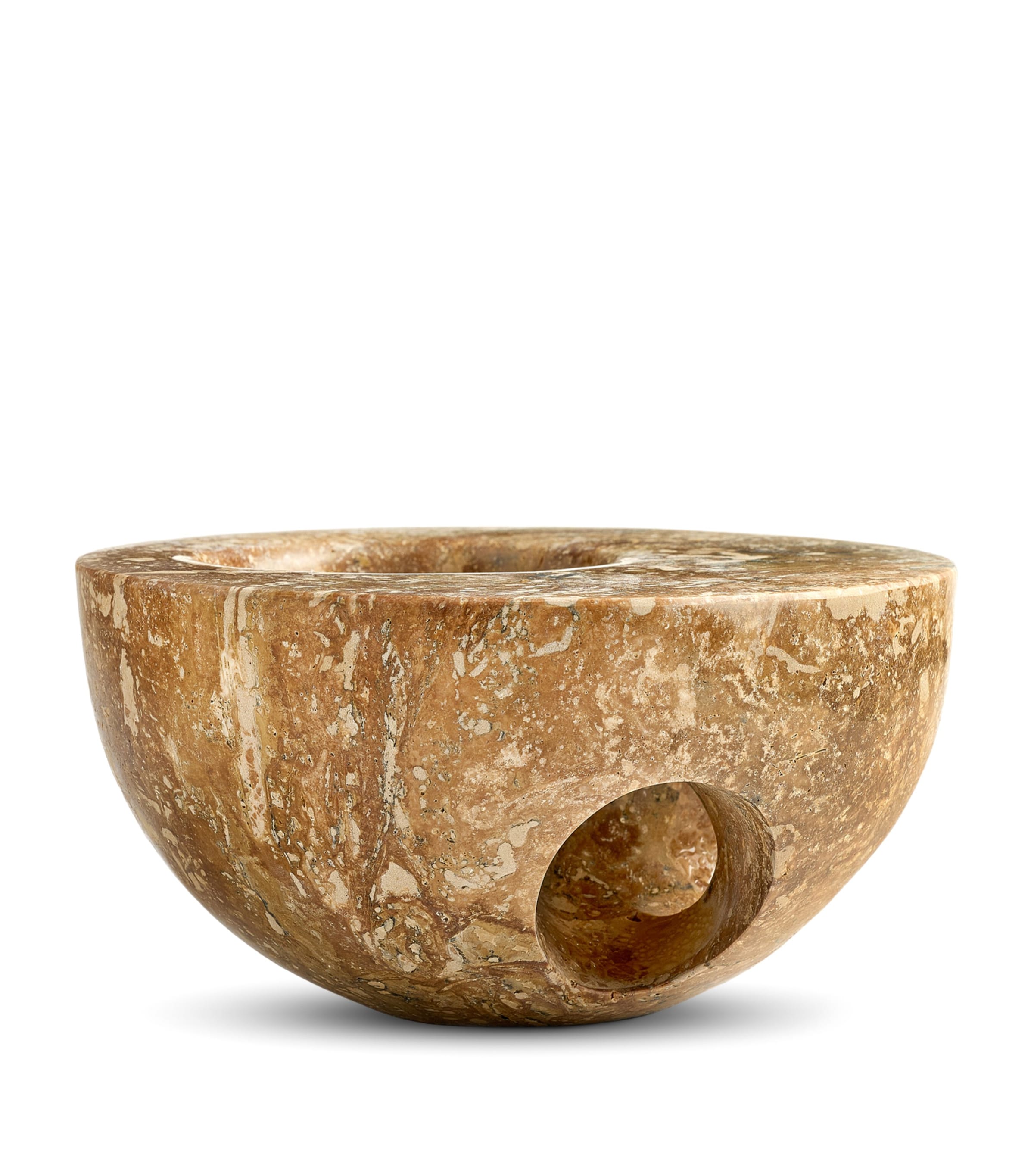 Marchanta Marchanta 01 Mini Dark Travertine Candle Holder (18cm) Sand Image 2