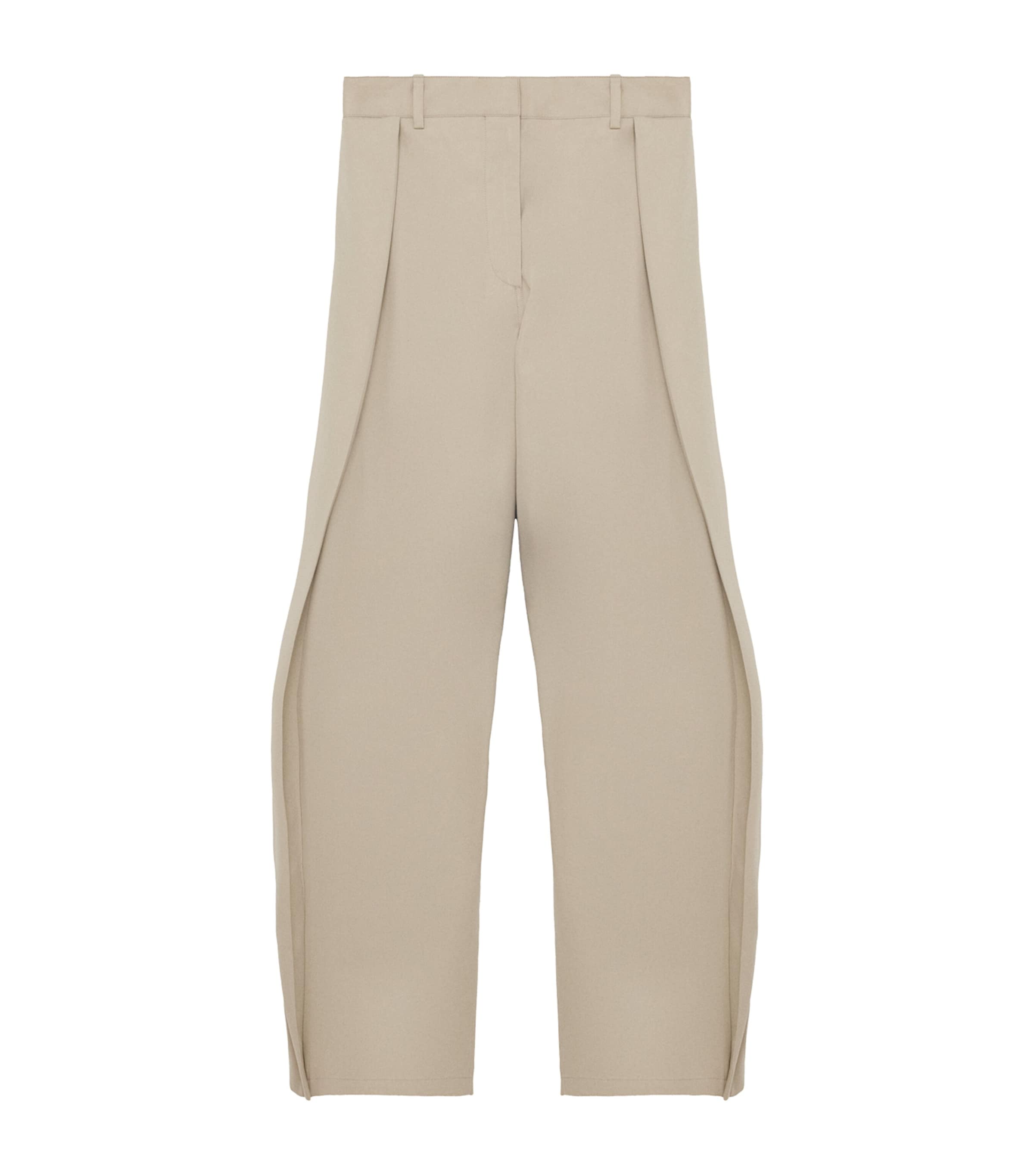 LOEWE Womens Cotton-Silk Layered Trousers Beige Image 1
