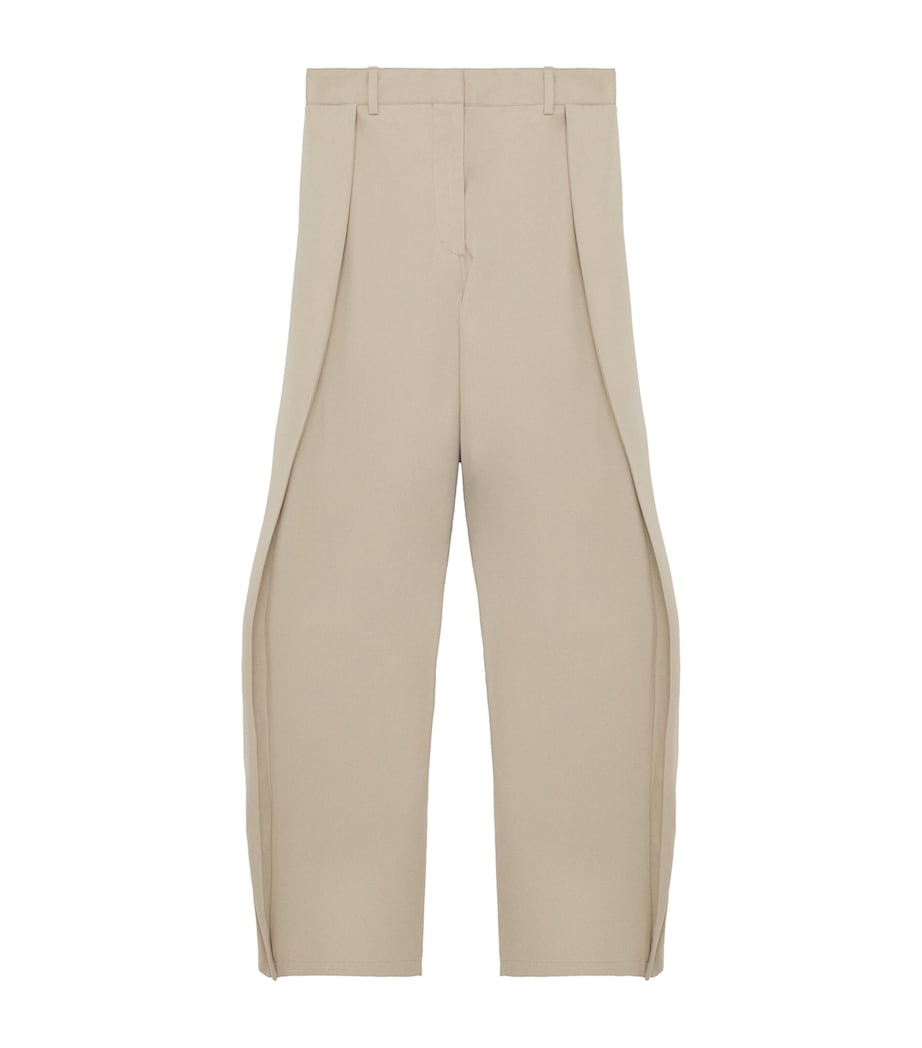 LOEWE Womens Cotton-Silk Layered Trousers Beige Image 1