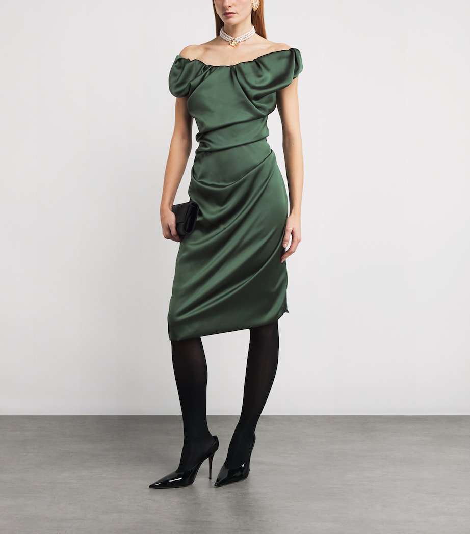 Puff-Sleeve Ginnie Amber Midi Dress GREEN Image 2