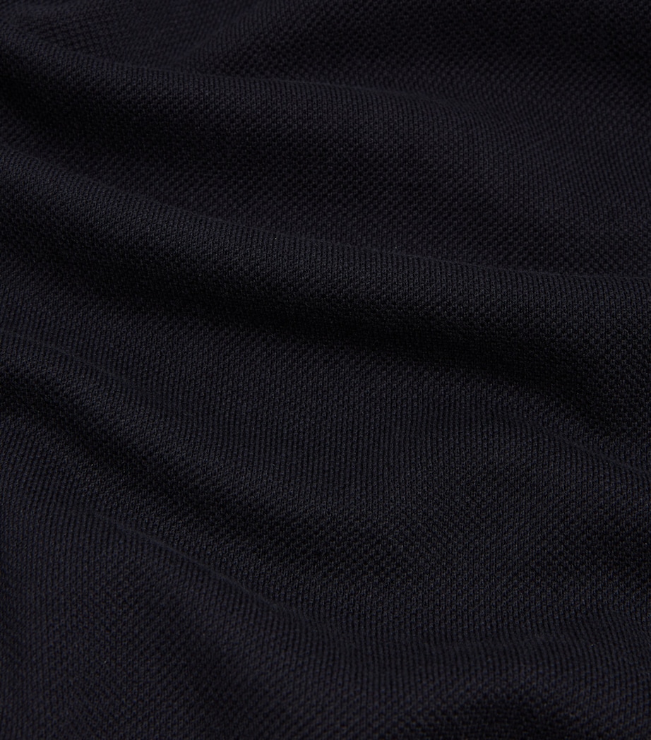 Cotton-Silk Piqué Long-Sleeve Polo Shirt 416HOUSE NAVY Image 5