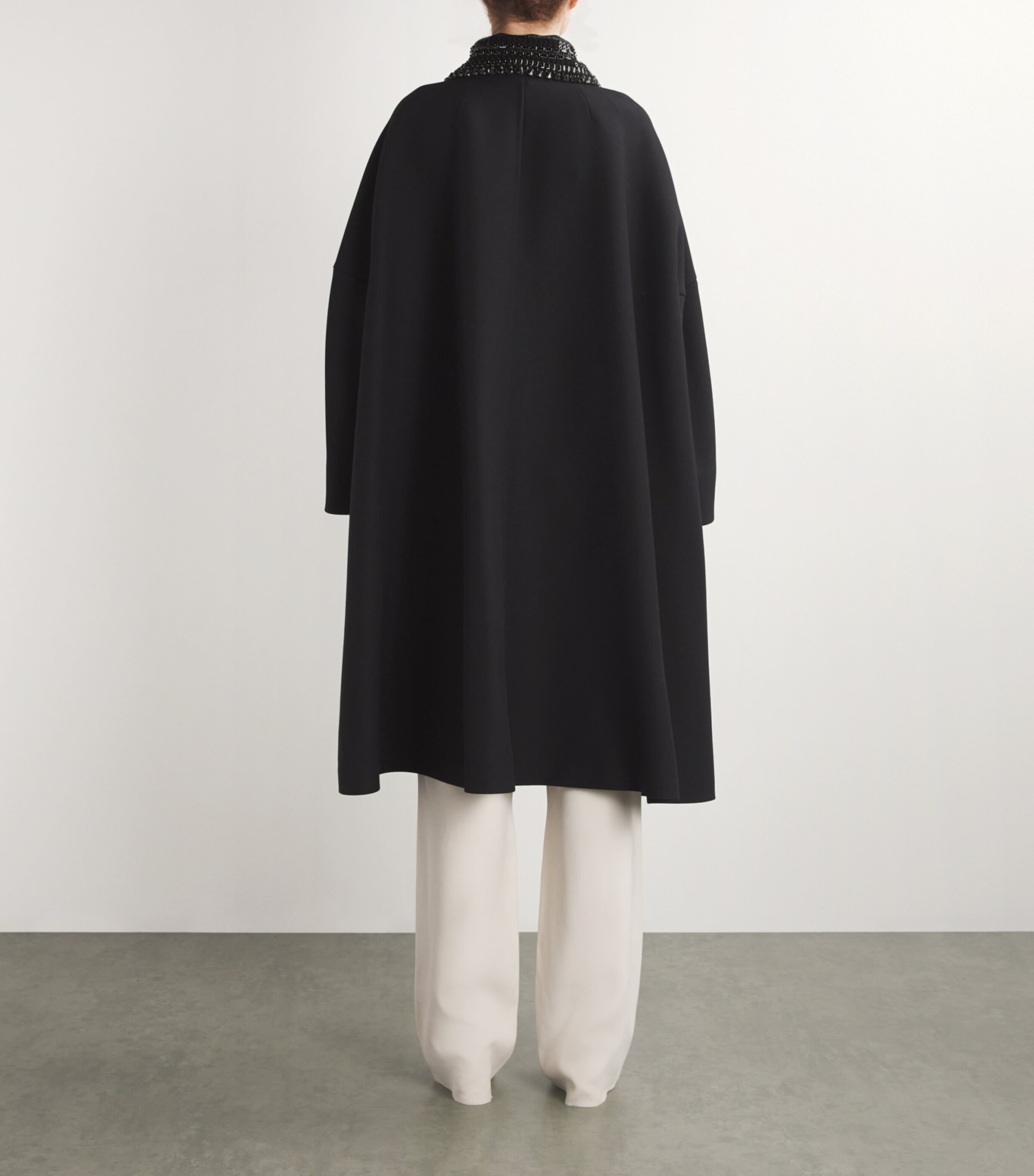 Max Mara Womens Wool-Silk Embellished Coat Black Image 4