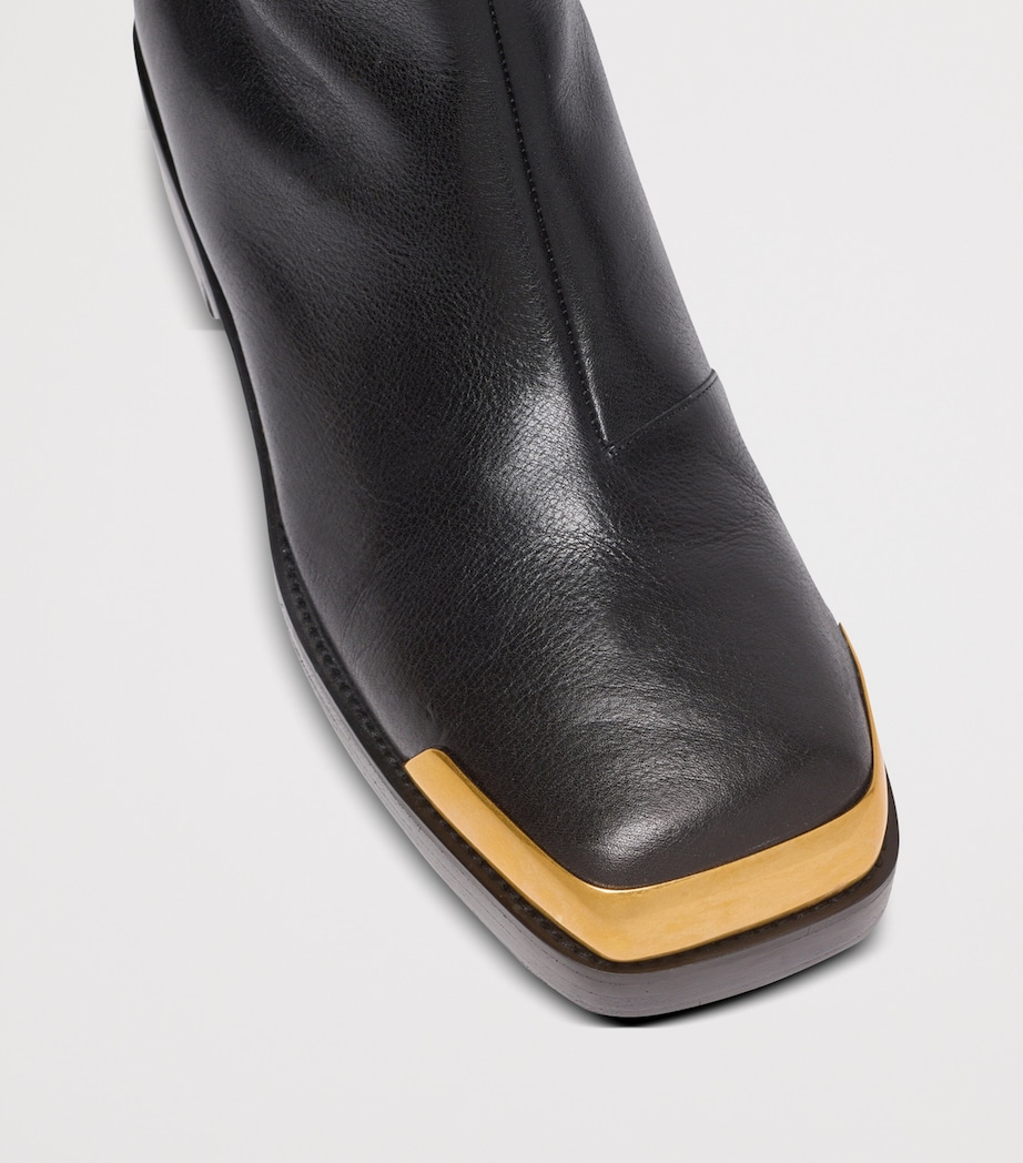 Leather Square Toe Boots 0PA NOIR Image 8