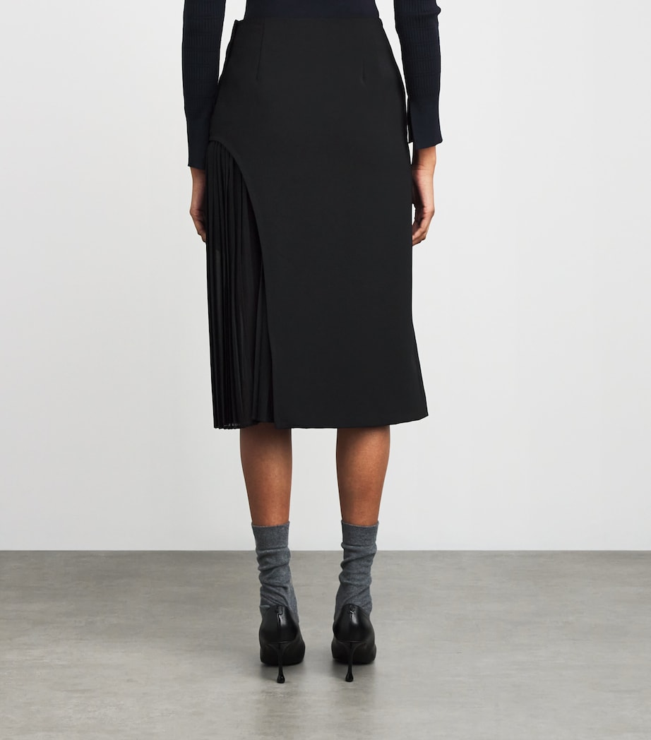 Pleated Panel Midi Skirt BLACK Image 4