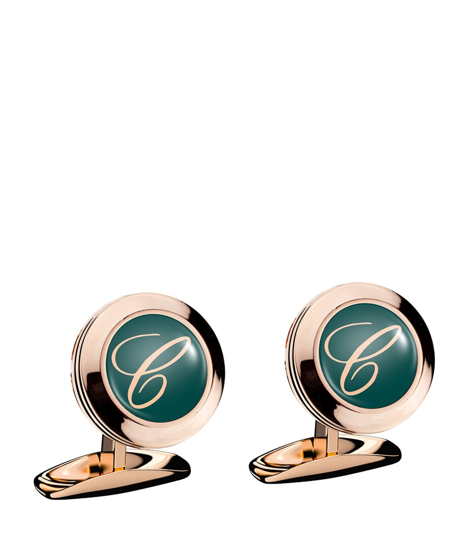 Classic Round Cufflinks GREEN Image 1