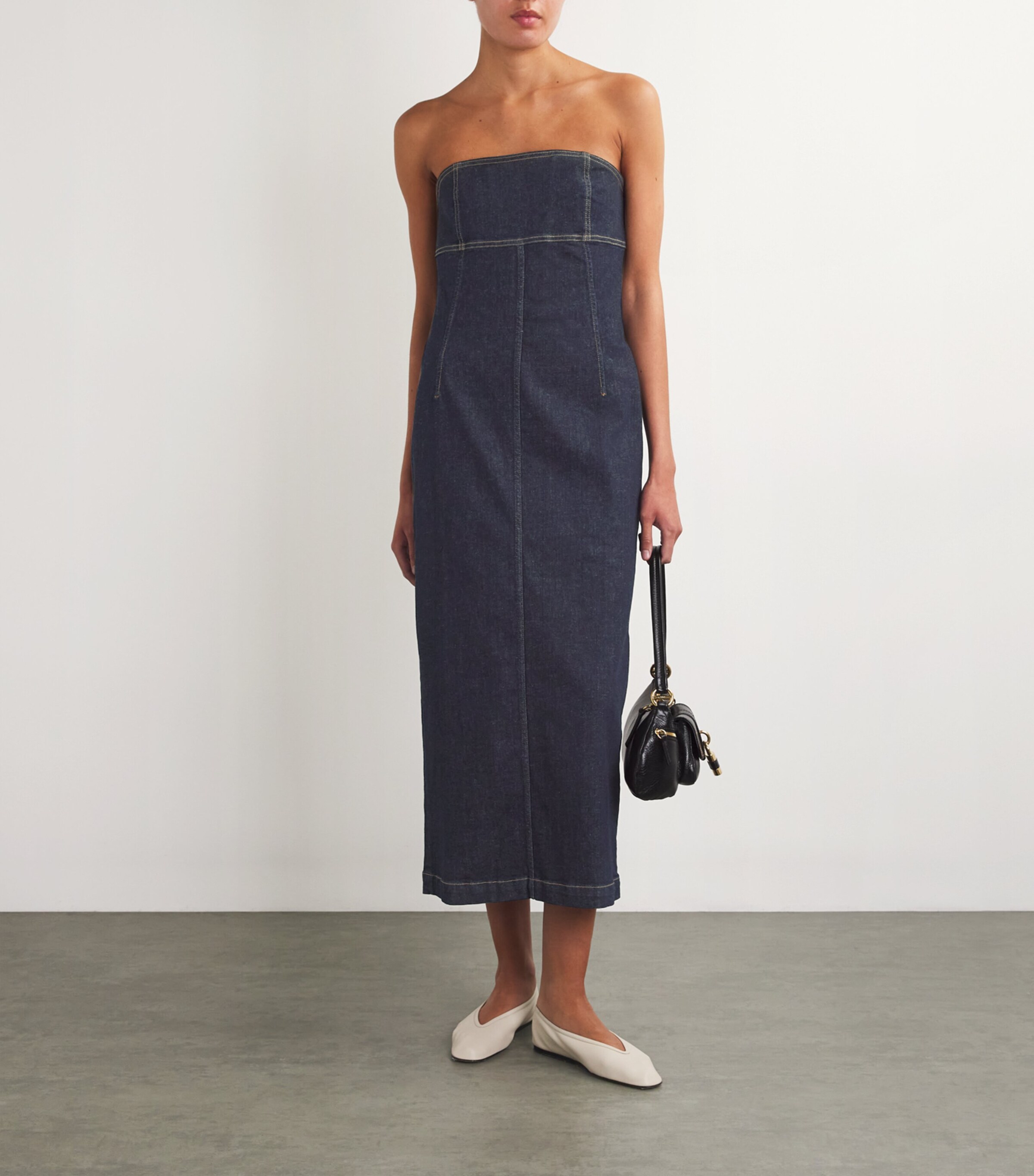 Weekend Max Mara Denim Bustier Midi Dress | Harrods US