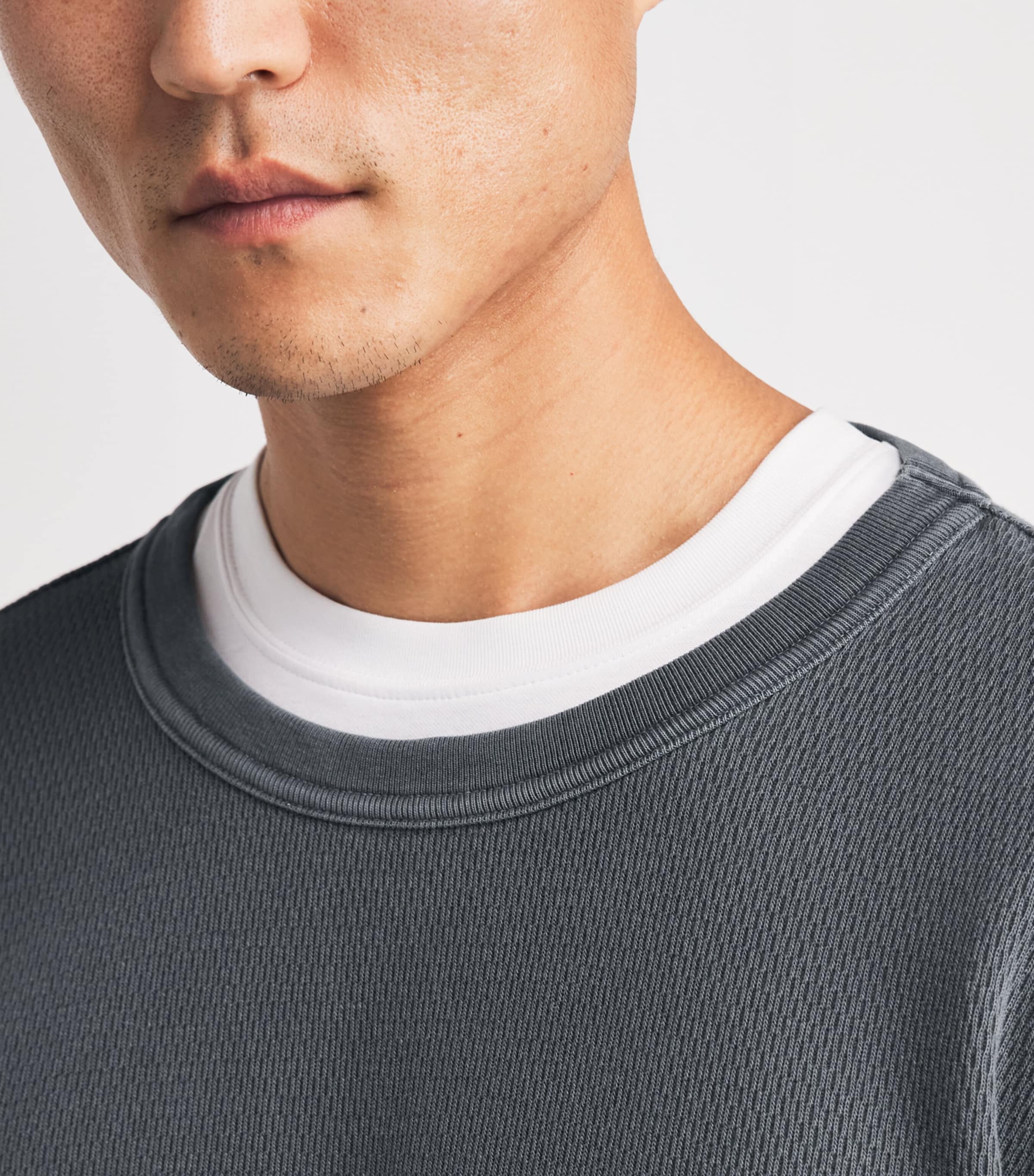 Citizens of Humanity Mens Cotton Waffle-Stitch Sweater Slate Image 3