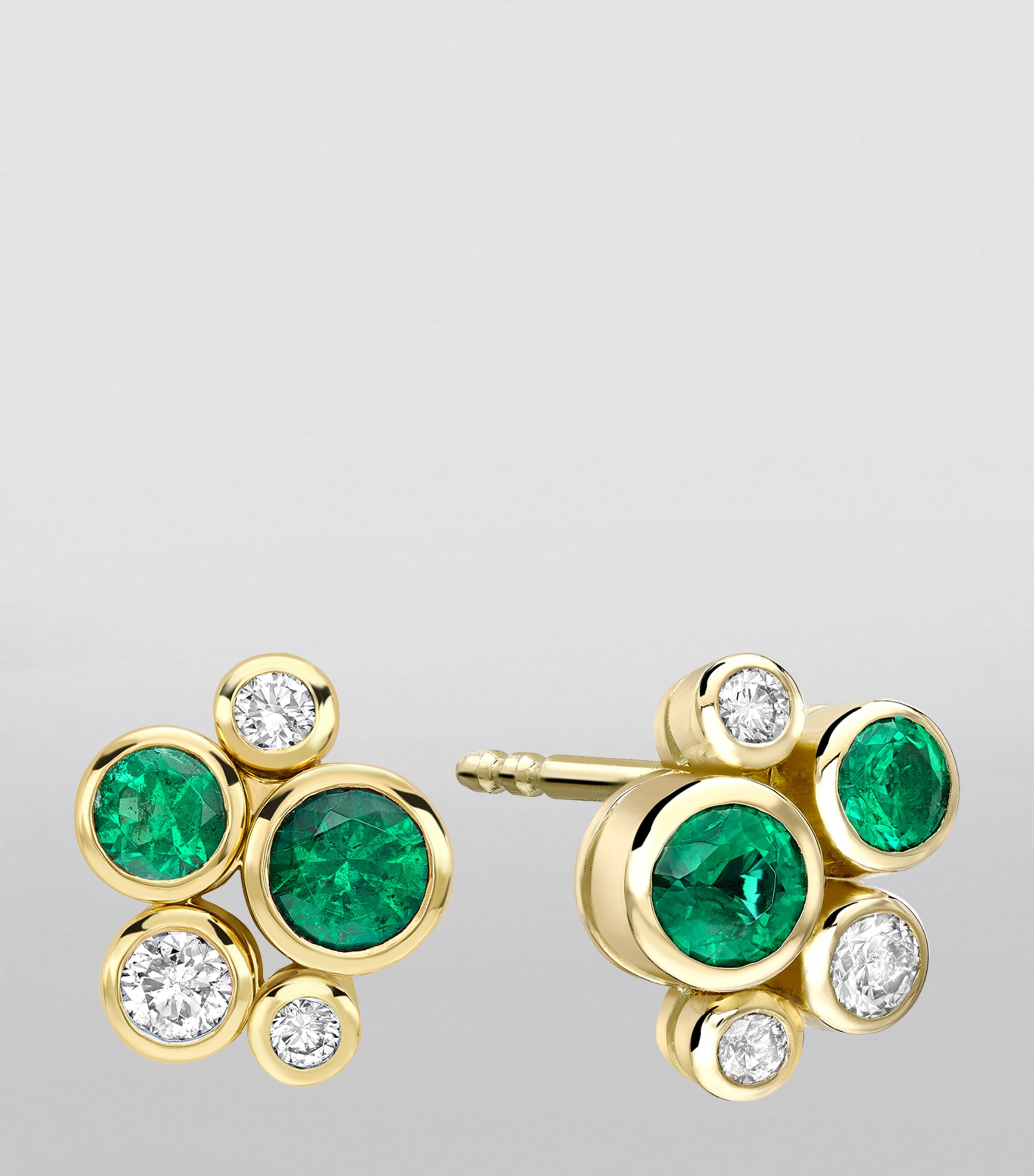 Yellow Gold, Diamond and Emerald Raindance Stud Earrings 18 CARAT YELLOW GOLD Image 4