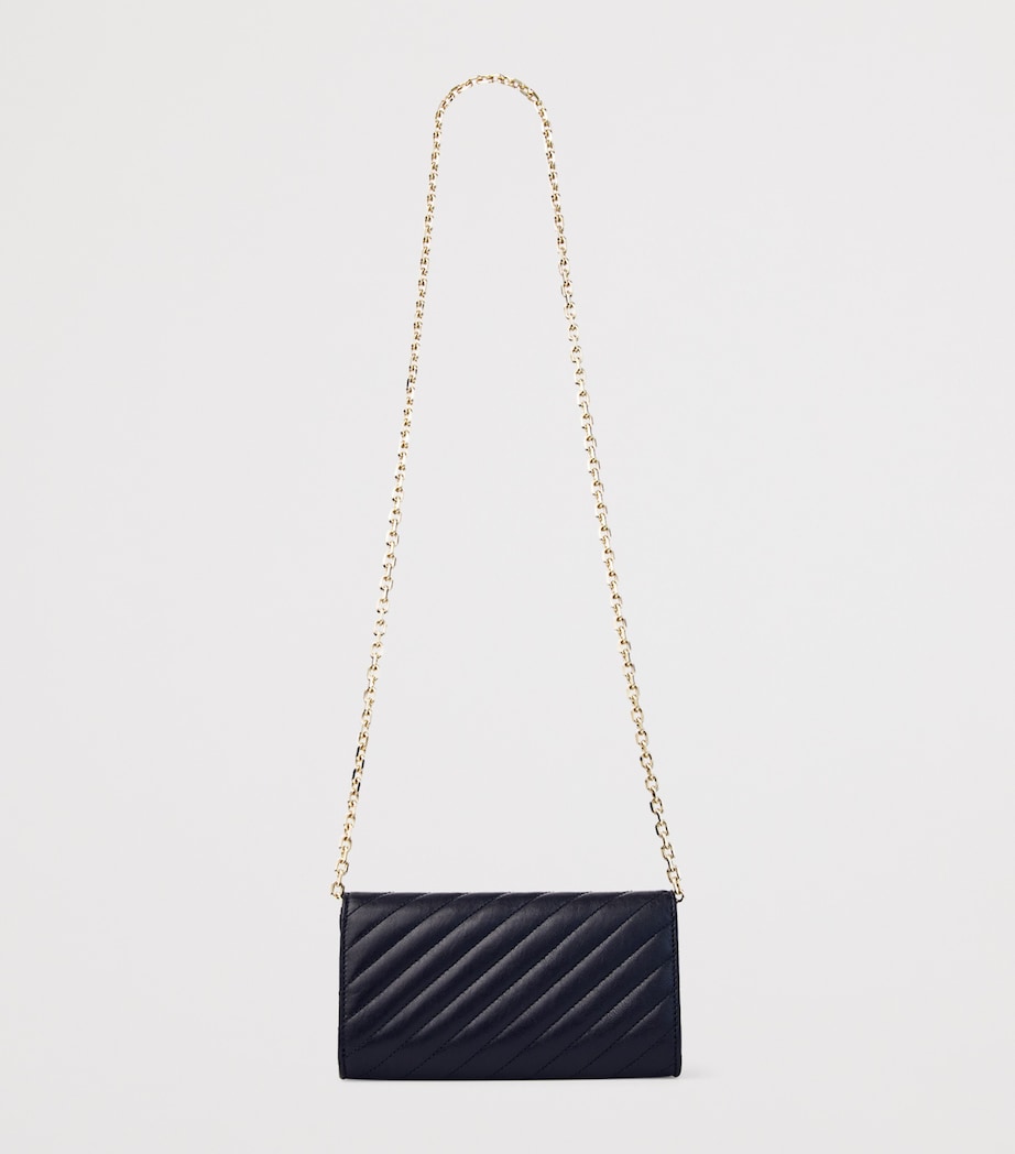 Quilted Leather Curve Chain Wallet MARINE/SHINY GOLD Image 3