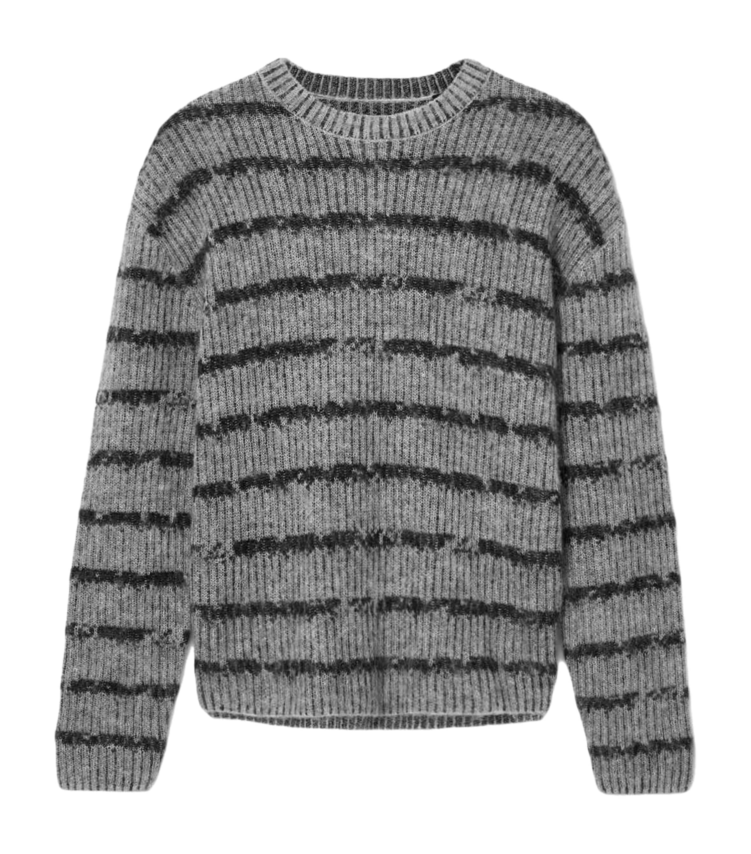 Allsaints Stripe Dissolved Sweater In Gray
