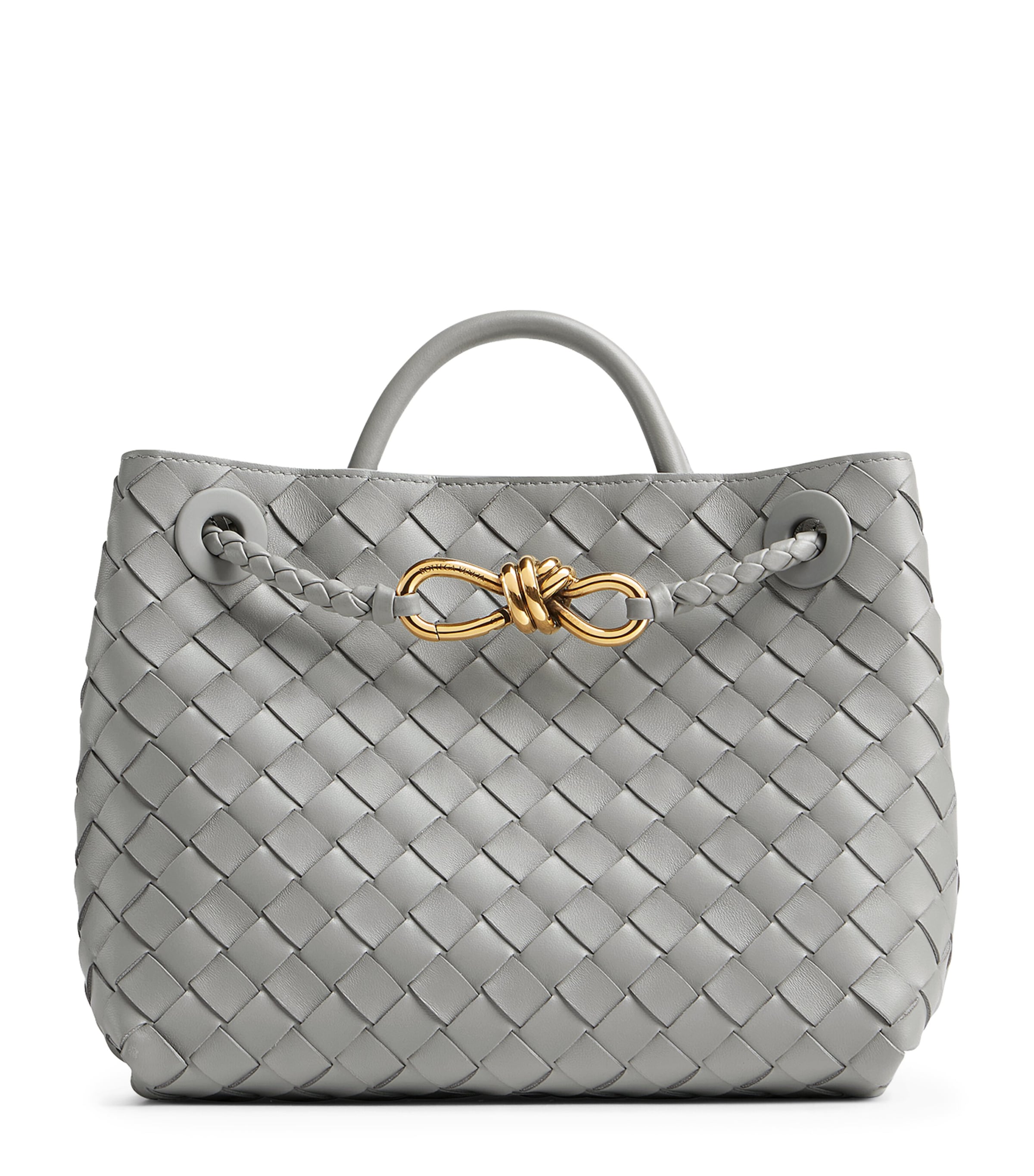 Shop Bottega Veneta Small Leather Andiamo Cross-body Bag In Grey