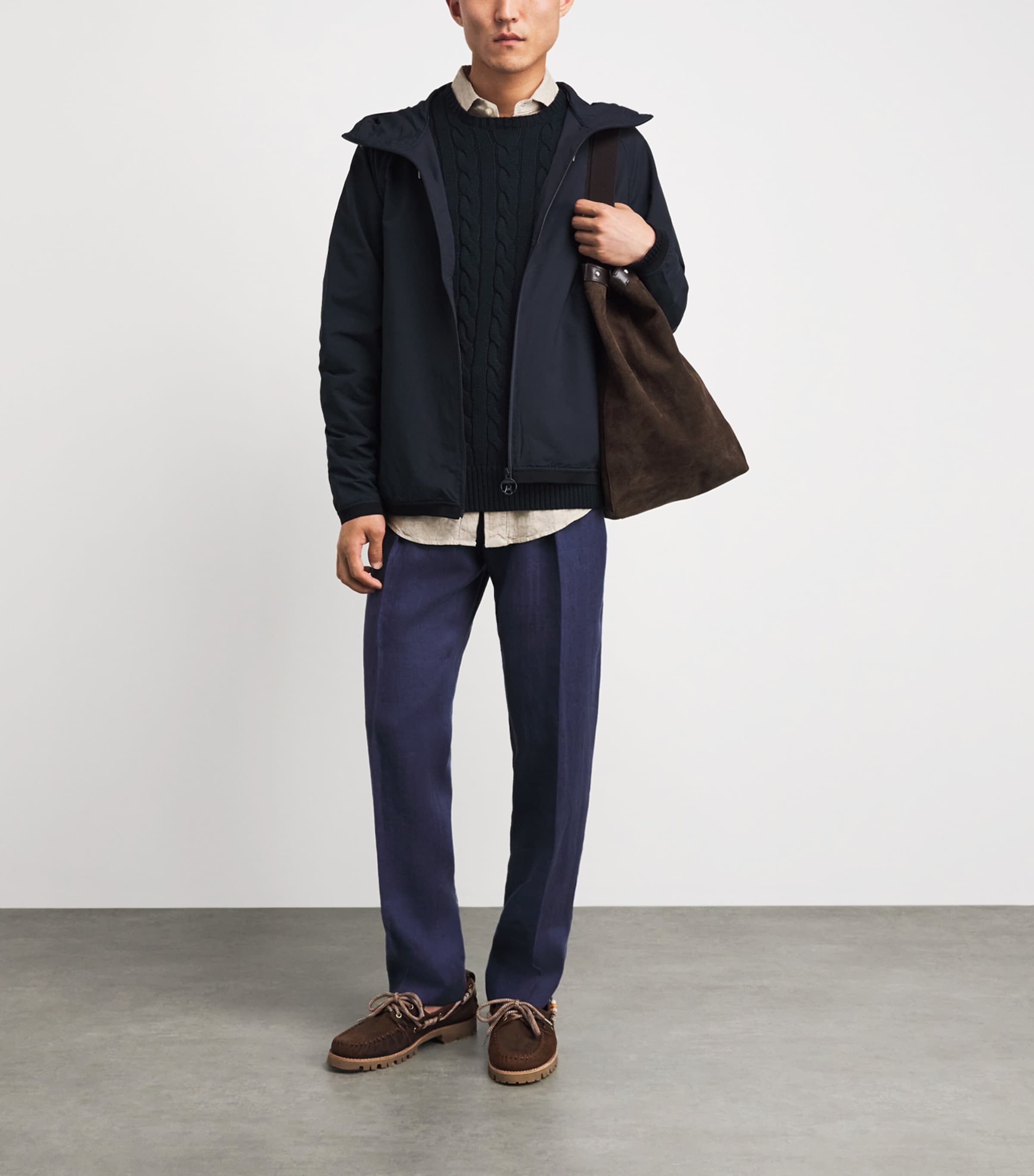 Polo Ralph Lauren Mens Cotton Cable-Knit Polo Pony Sweater Hnter Nvy Pp Image 2