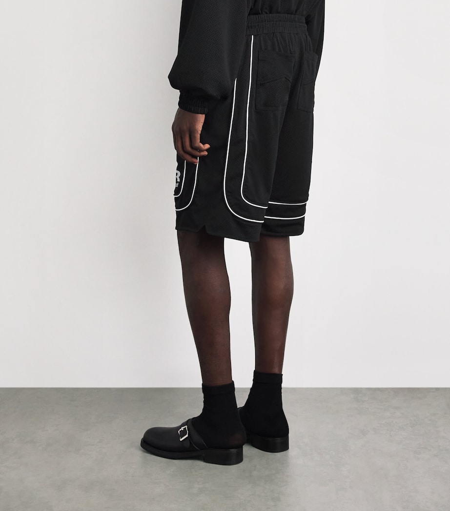 Rhude Mens Mesh Basketball Shorts Black / White Image 5
