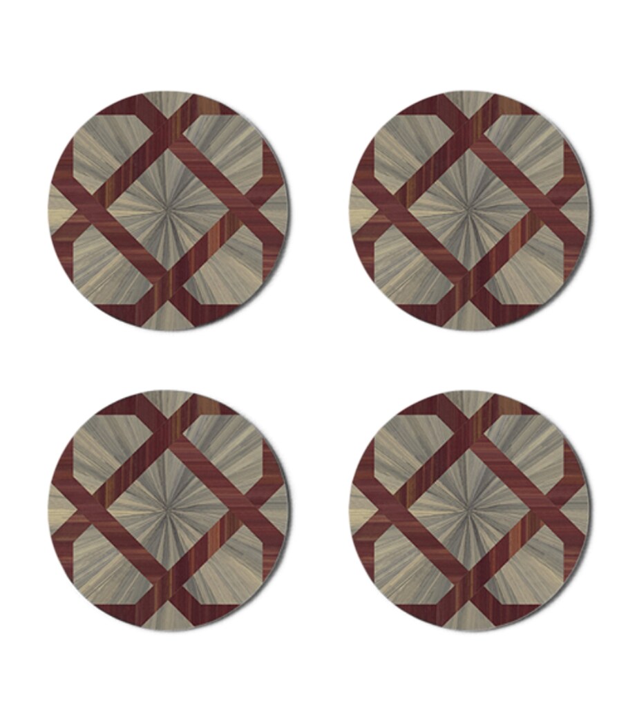 Set of 4 Arabesque Round Coasters PRUNE Image 1