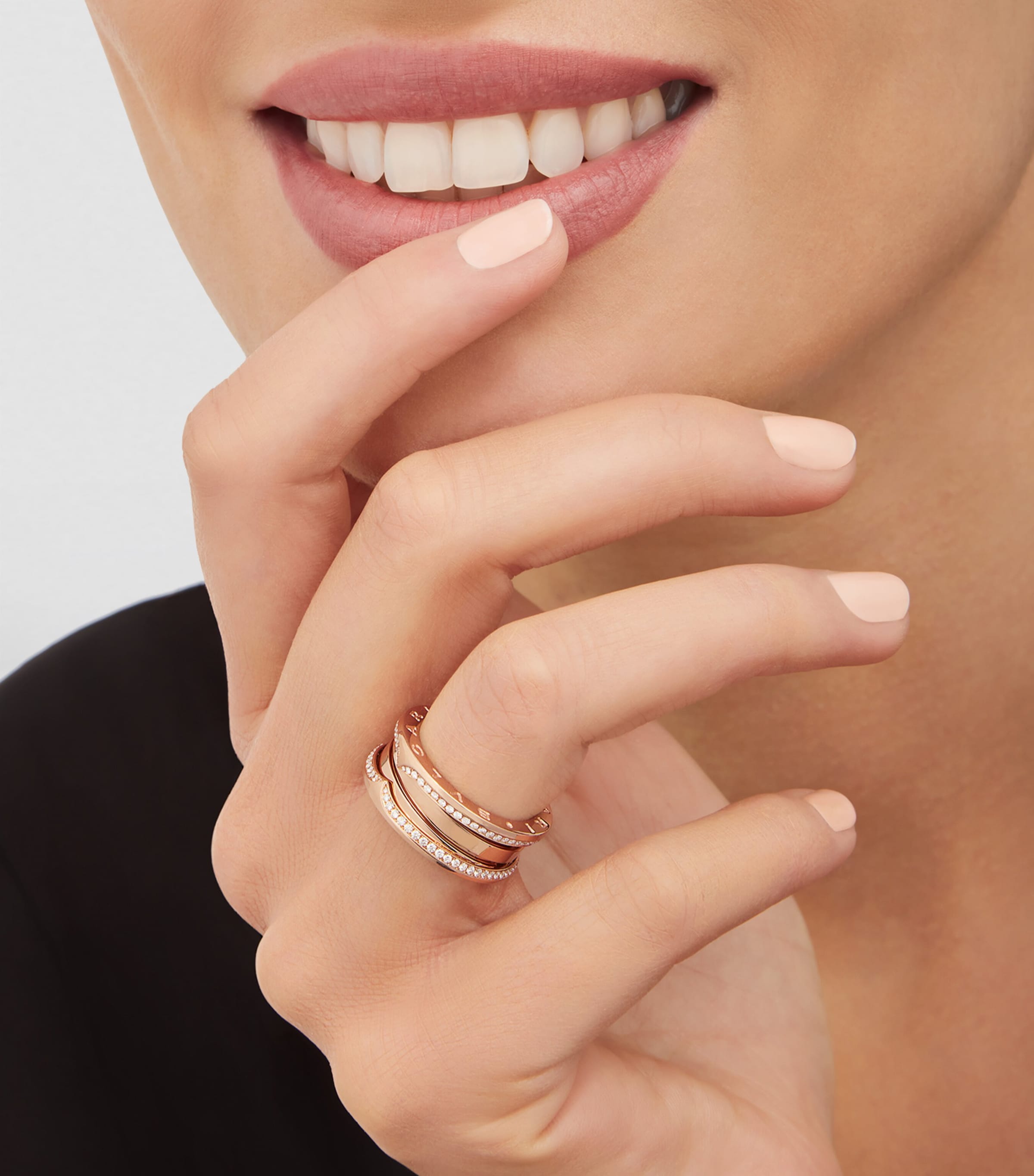 Rose Gold and Diamond B.zero1 Three-Band Ring ROSE GOLD Image 5