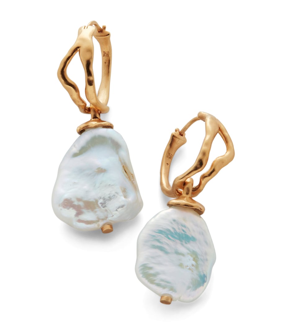 x Mother of Pearl Large Gold Vermeil and Keshi Pearl Drop Earrings 18K GOLD VERMEIL Image 1