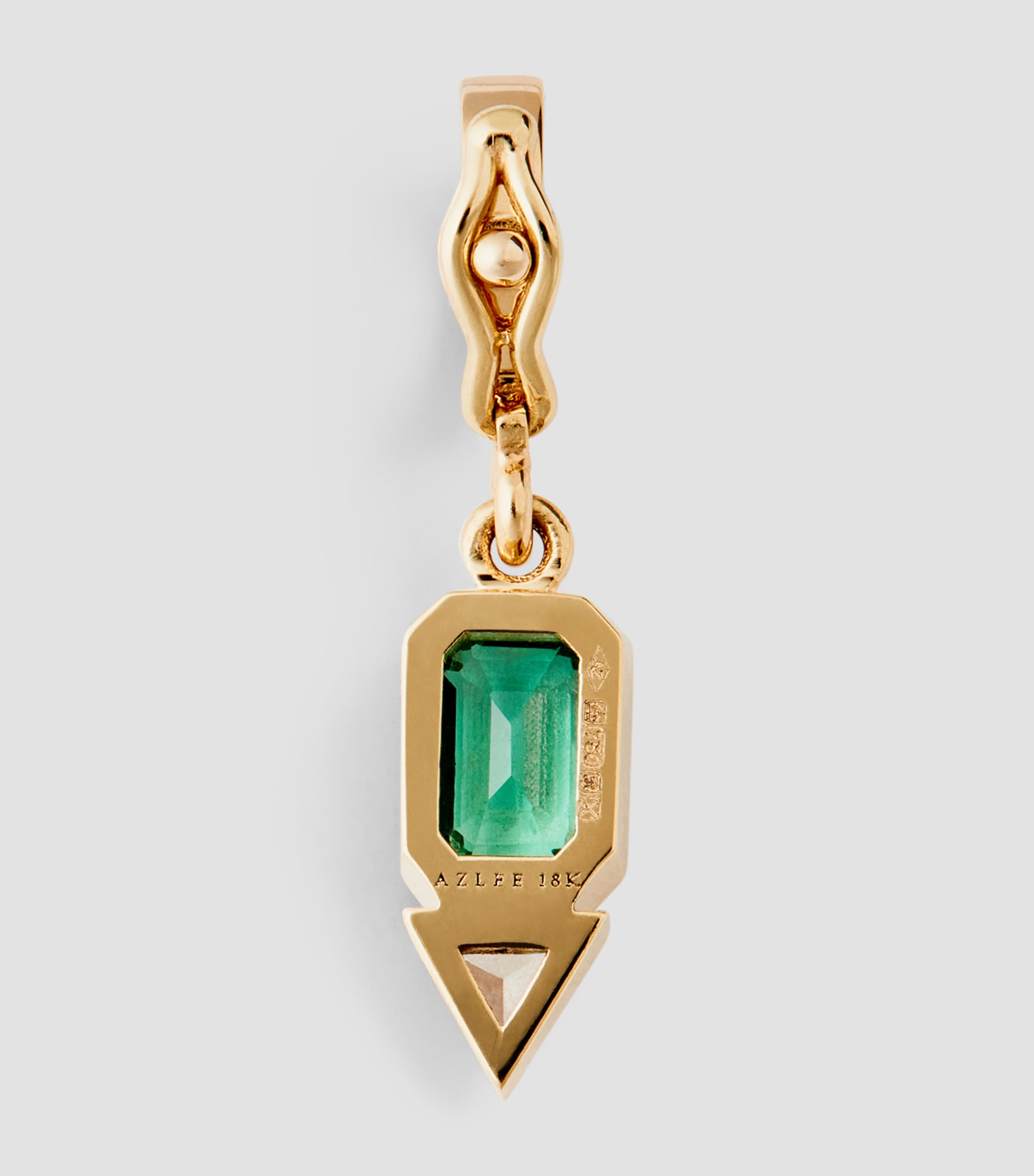 Yellow Gold, Diamond and Emerald Charm GREEN Image 2