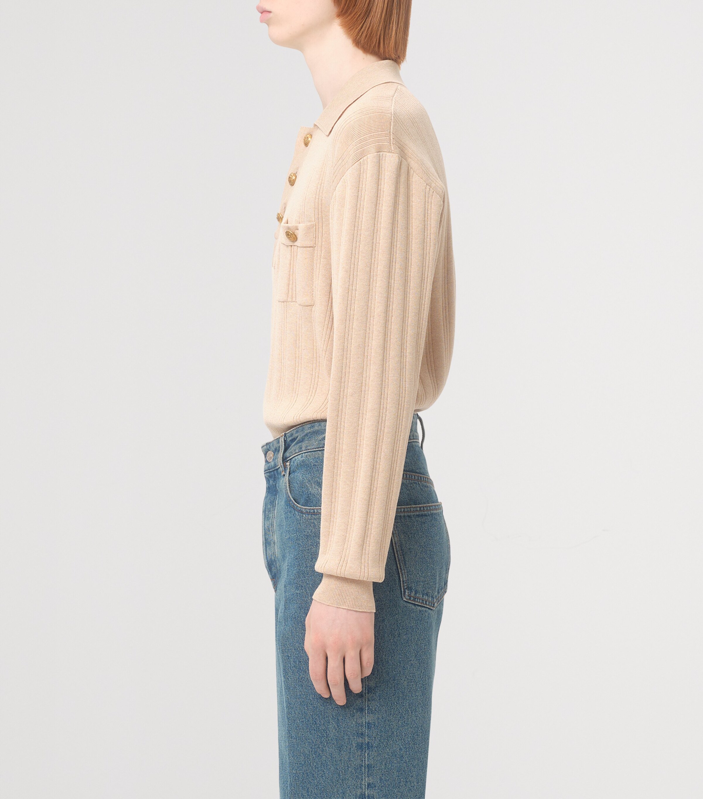 Ribbed Polo Sweater 581 Image 3