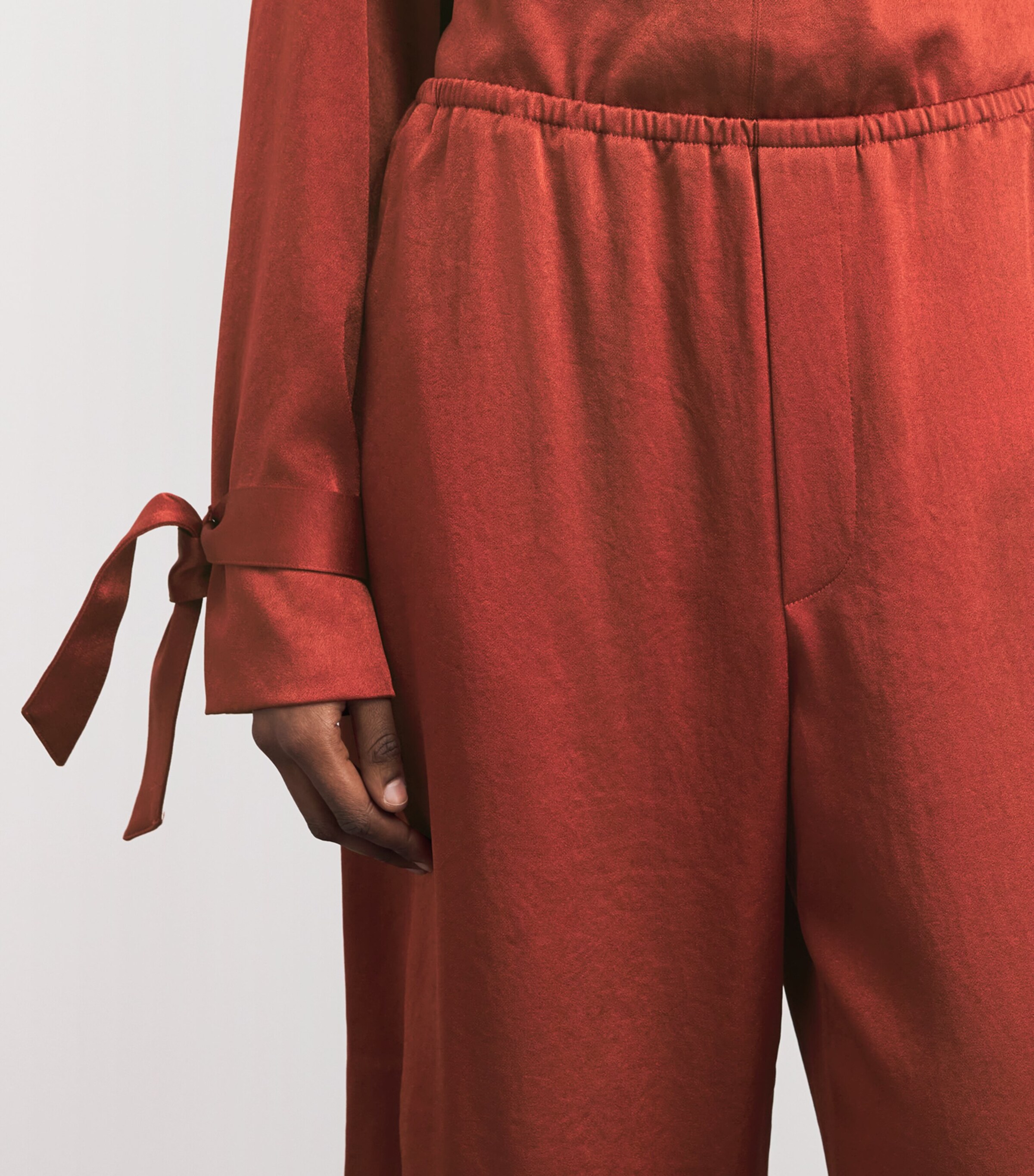 Nanushka Womens Satin Zolea Wide-Leg Trousers Rouge Image 3