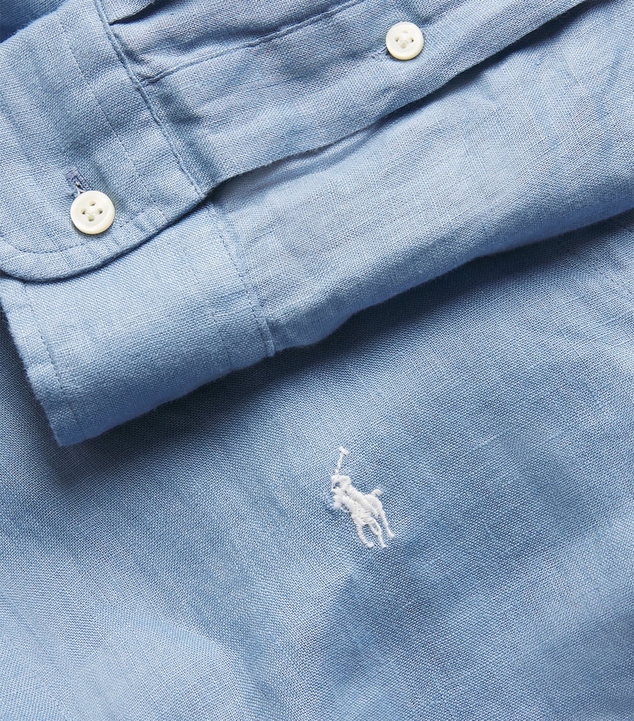Polo Ralph Lauren Mens Linen Polo Pony Shirt Blue Image 5