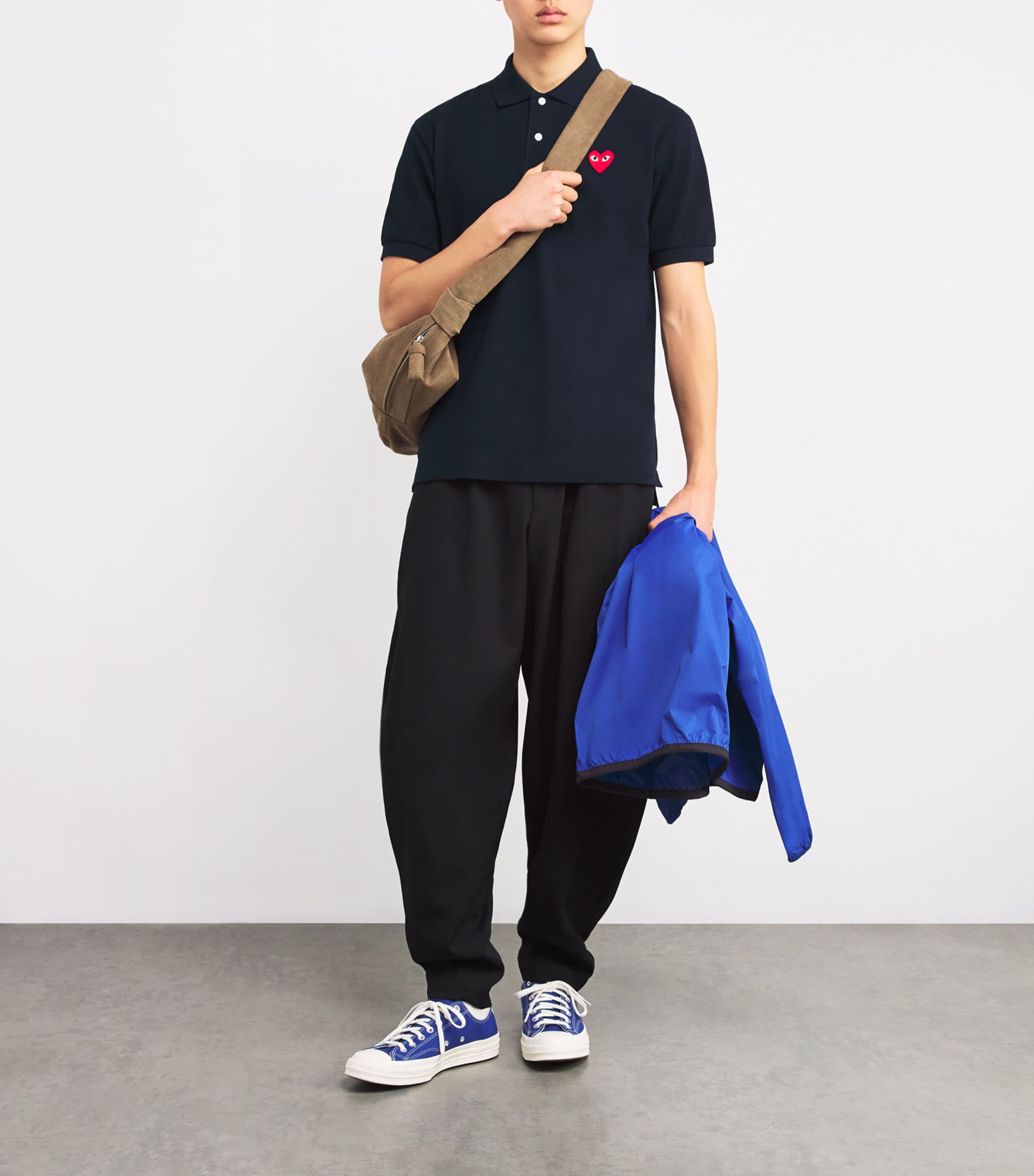 Comme Des Garçons Play Mens Heart Logo Polo Shirt Navy Image 2