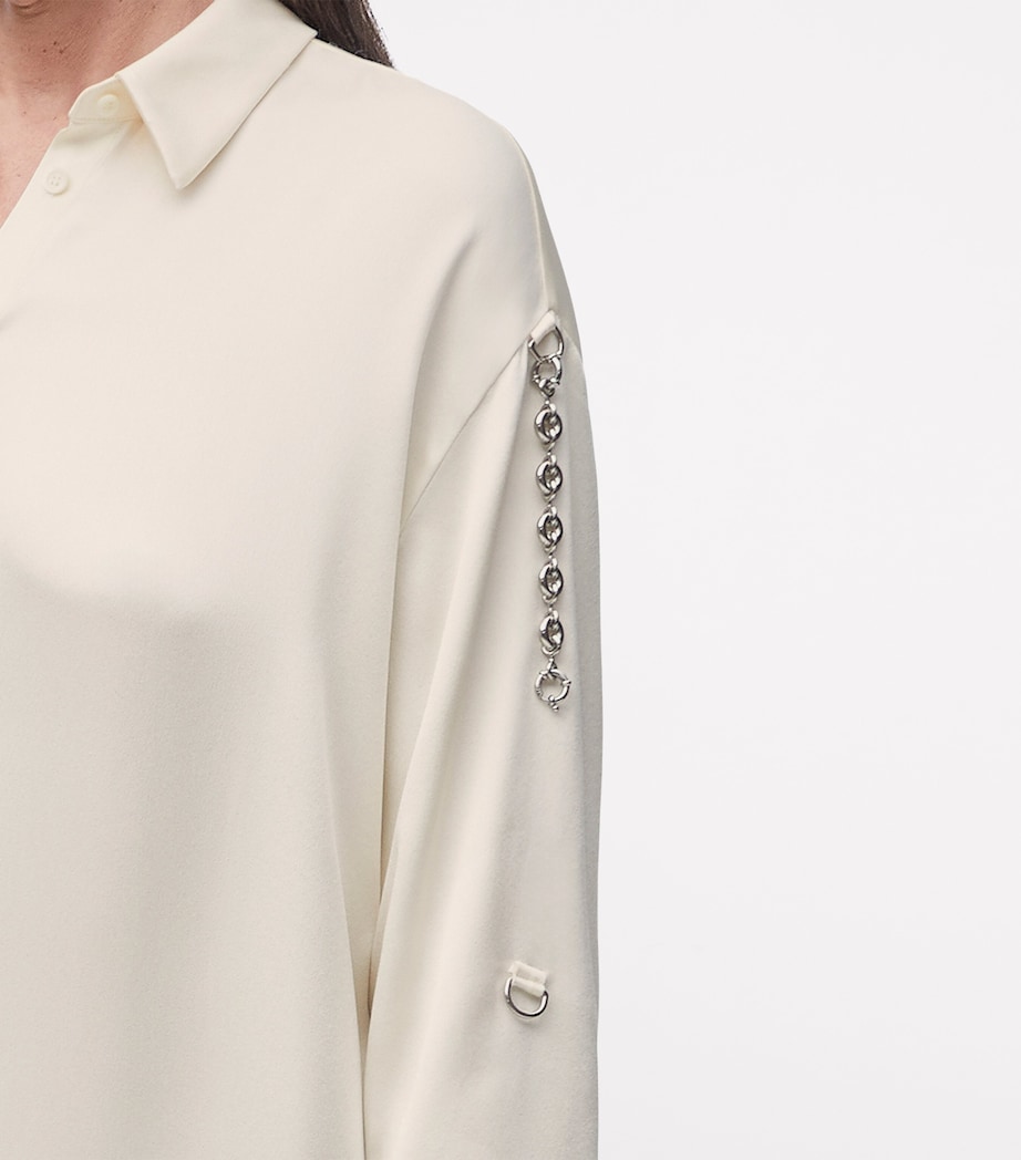 EXCLUSIVE Silk Satin Donut Chain Silver Capsule Shirt Dress IVORY Image 5