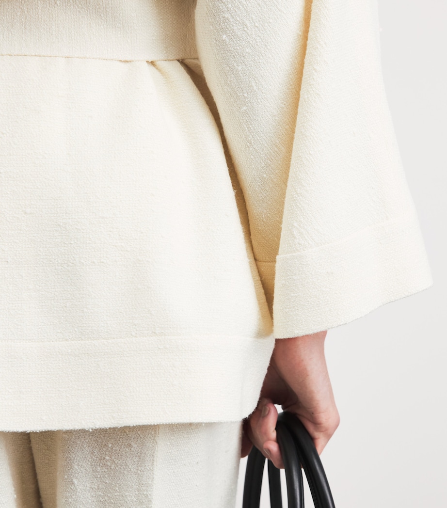 NOMADISSEM Womens Wool-Silk-Linen-Blend Tan Jacket Cream Image 3