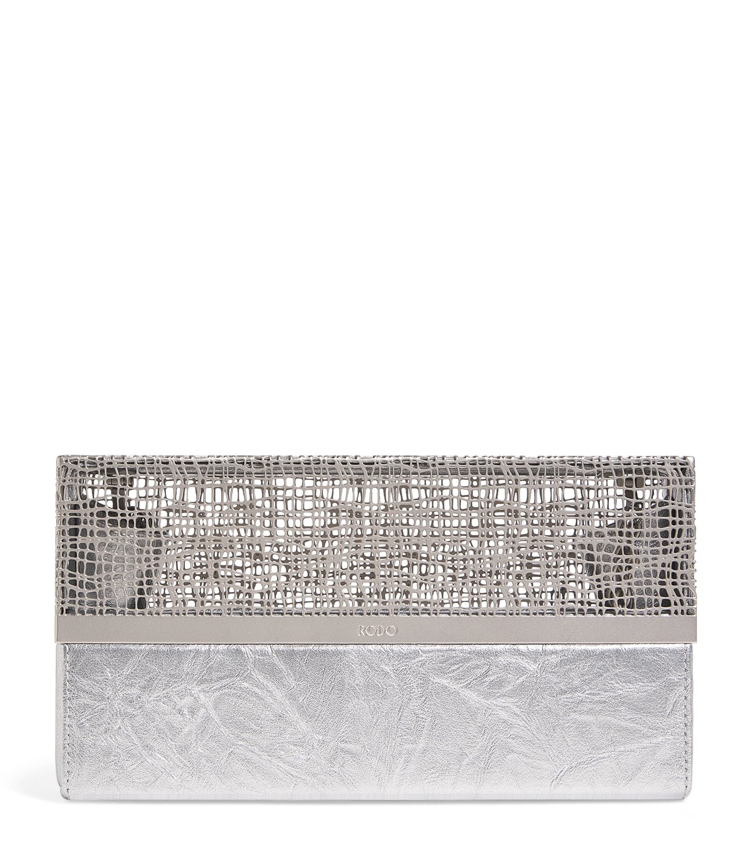 Leather Caged Clutch Bag 0323 SILVER Image 1