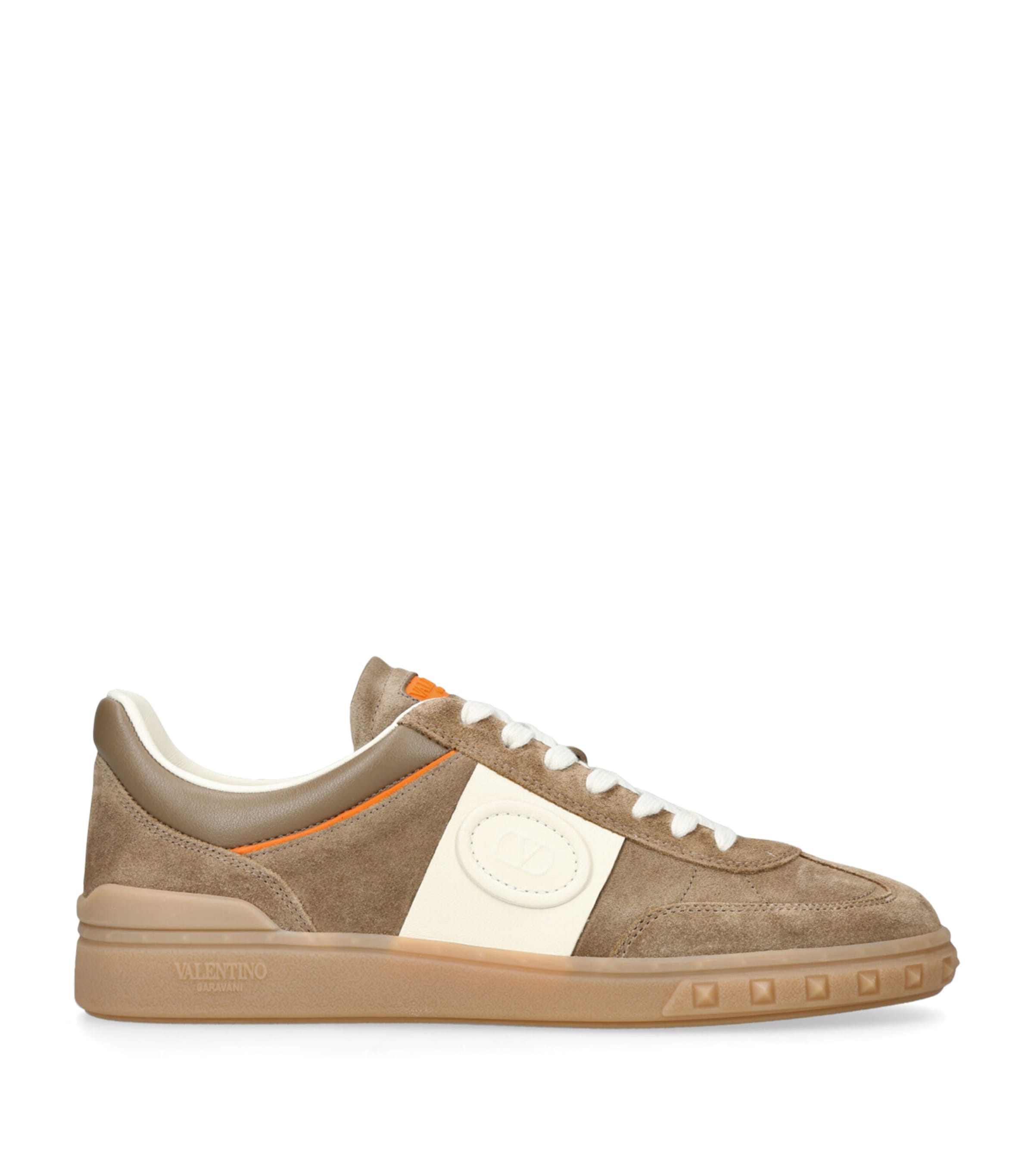 スニーカー VALENTINO GARAVANI Cappuccino Suede Upvillage Sneakers?? VALENTINO GARAVANI Upvillage embossed leather-trimmed