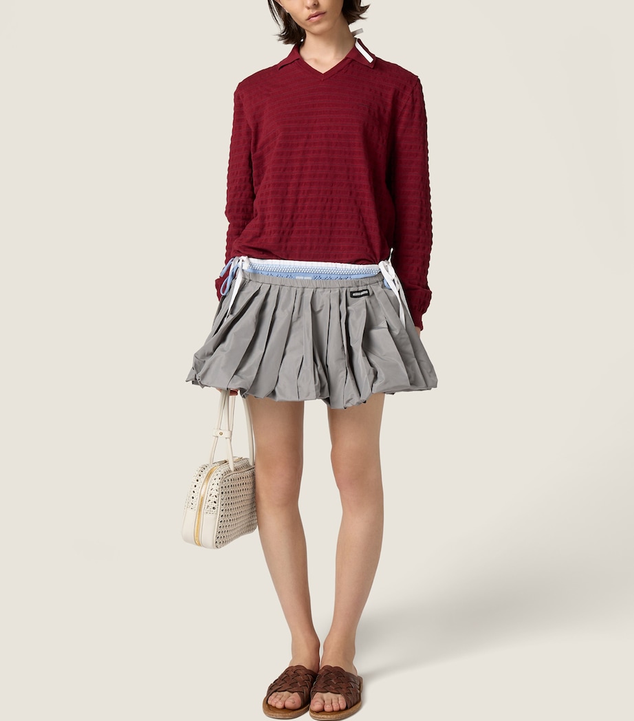 Miu Miu Womens Cotton Piqué Polo Sweater Burgundy Image 6