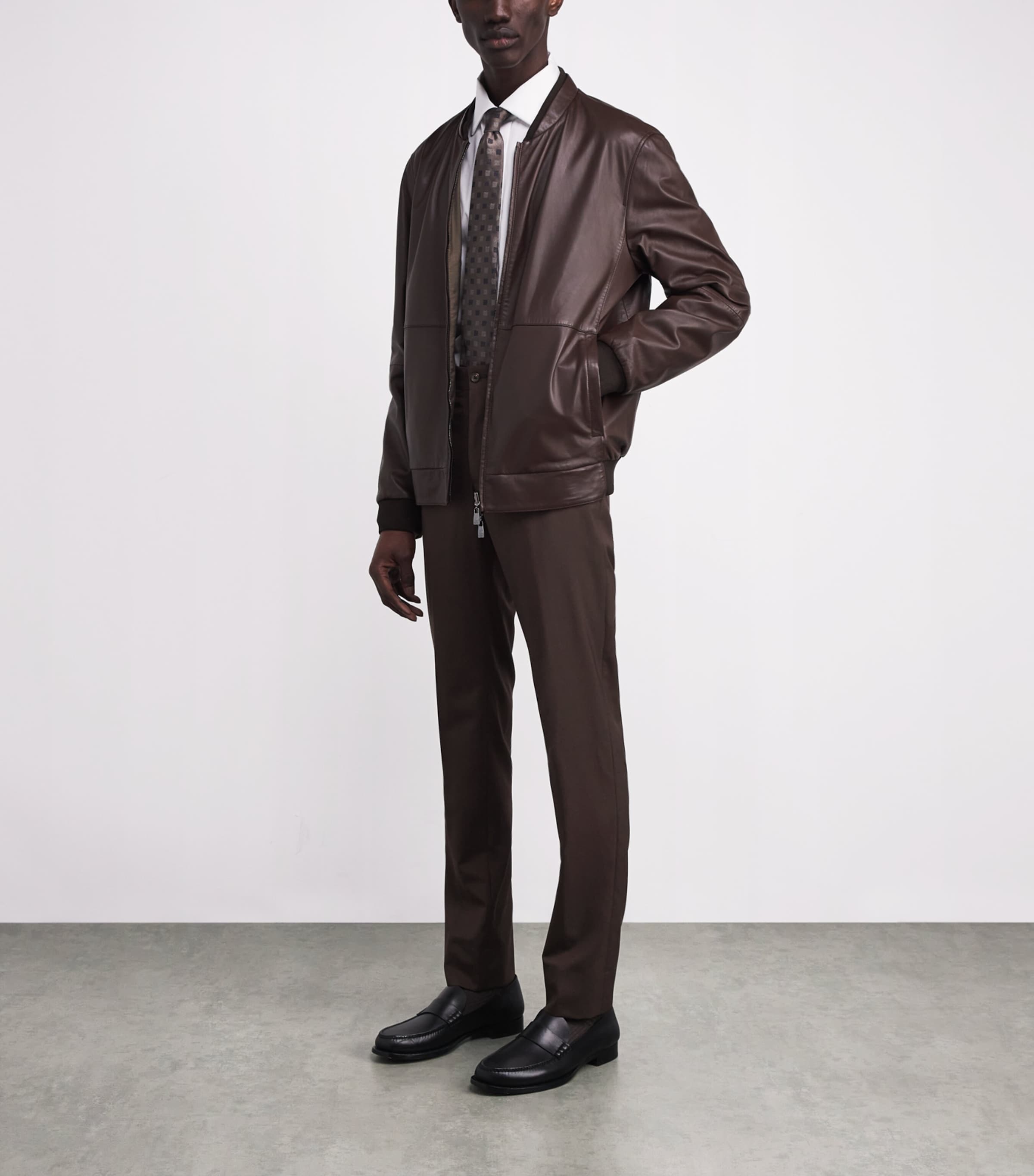 Wool-Silk Tailored Trousers 030 DARK BROWN Image 2