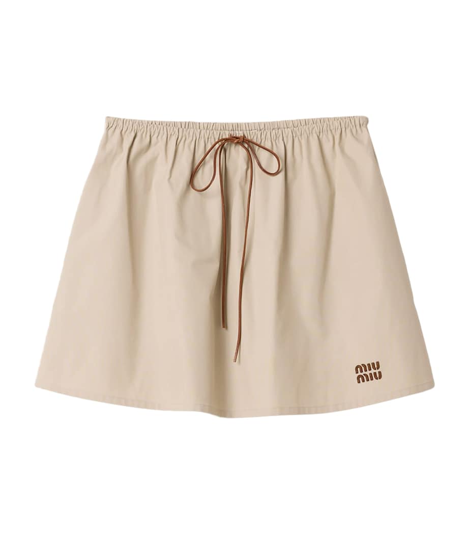 Miu Miu Womens Panama Cotton Mini Skirt Neutral Image 1