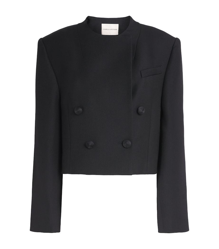 CAMILLA AND MARC Womens Wool Collarless Caius Blazer Dblk Black Image 1