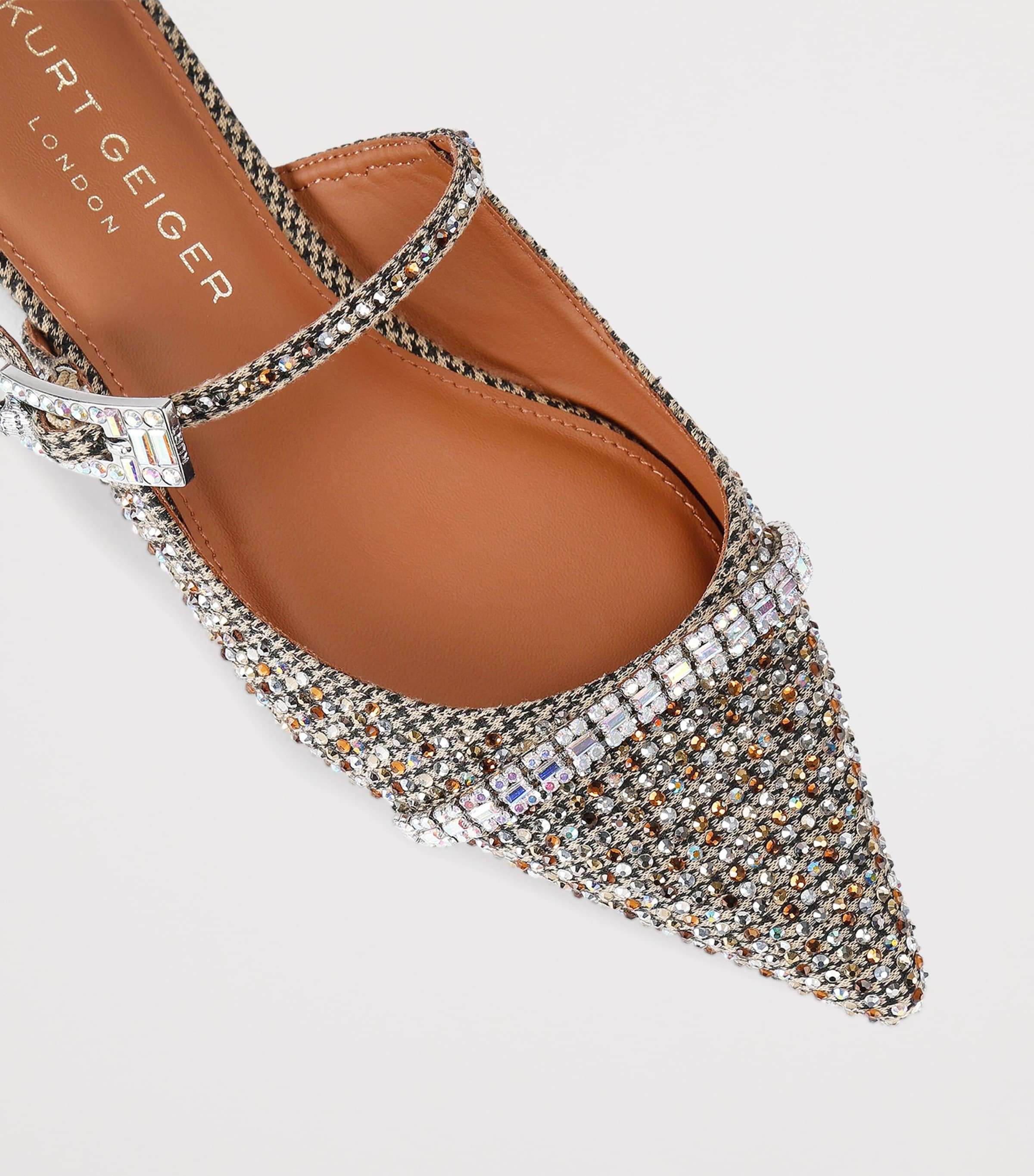 Kurt Geiger London Embellished Strass Flat Mules Beige Comb Image 2