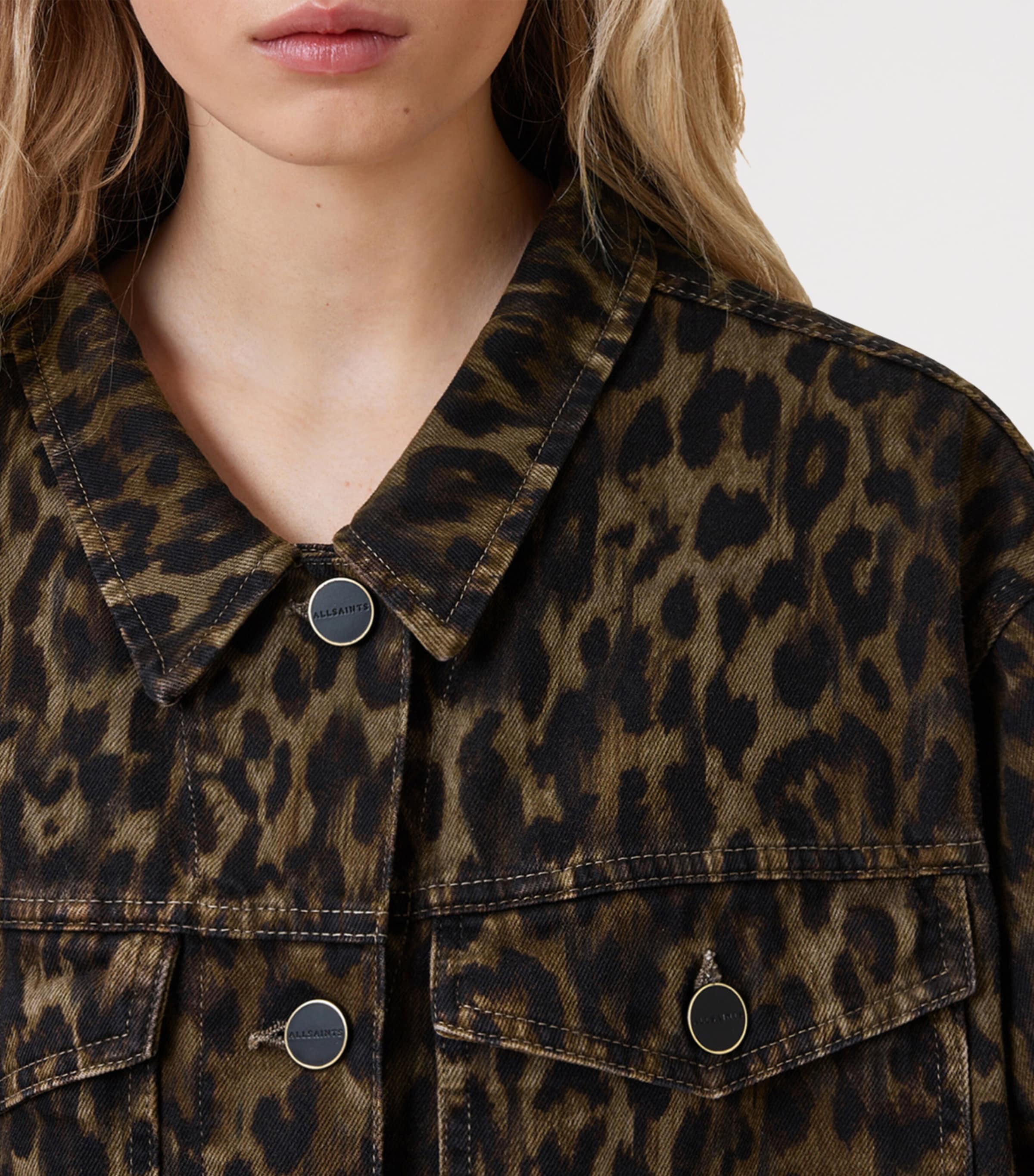 Leopard Print Willow Denim Jacket LEPPO BROWN Image 5