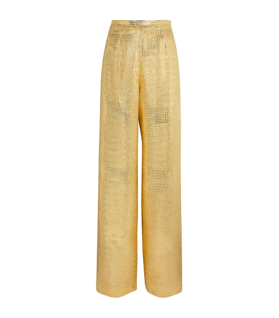 Taller Marmo Womens Silk-Blend Marlene Sunrise Trousers Antique Gold Image 1