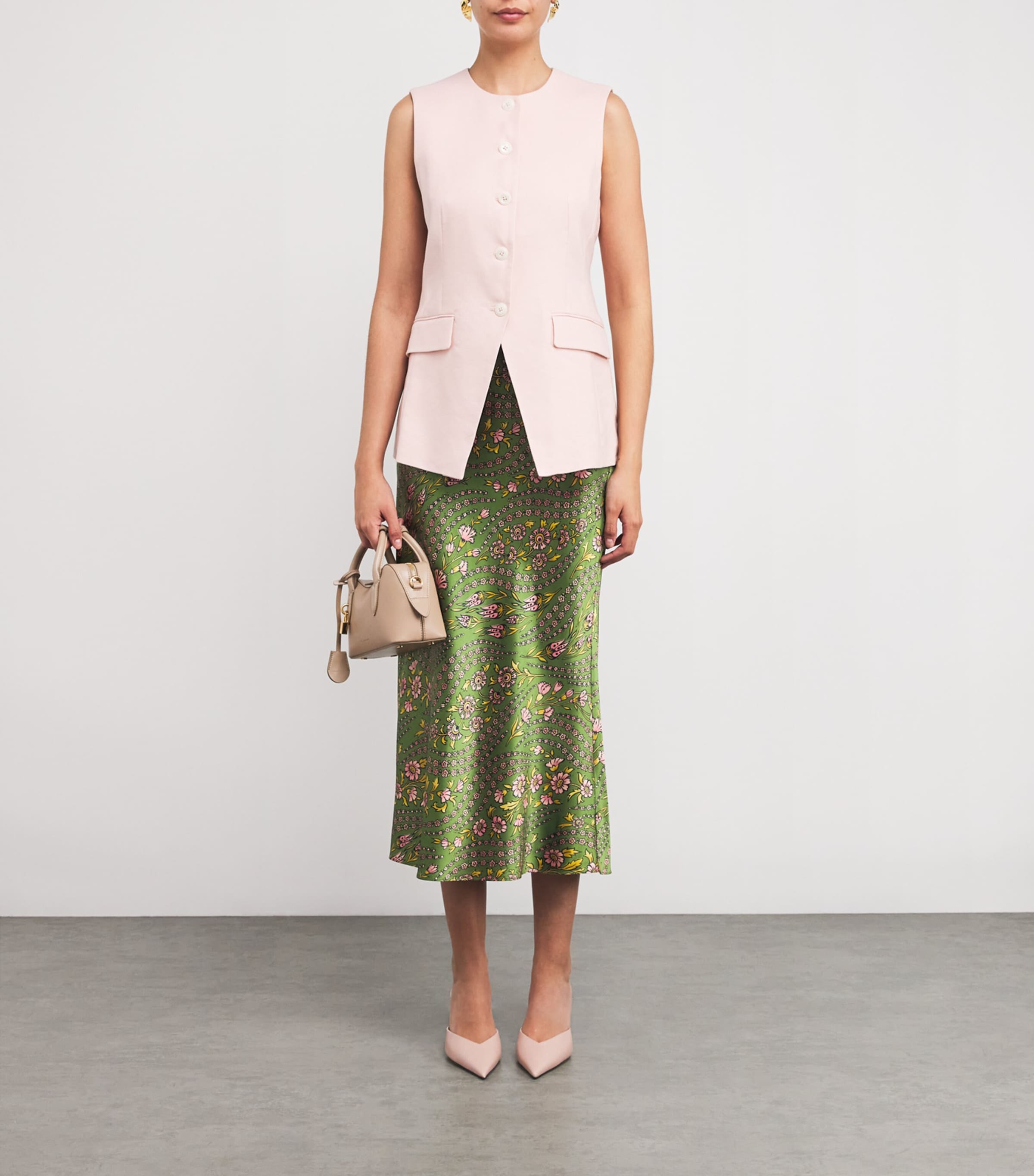 Veronica Beard Womens Silk-Blend Clover Midi Skirt Lemngrss Multi Image 2