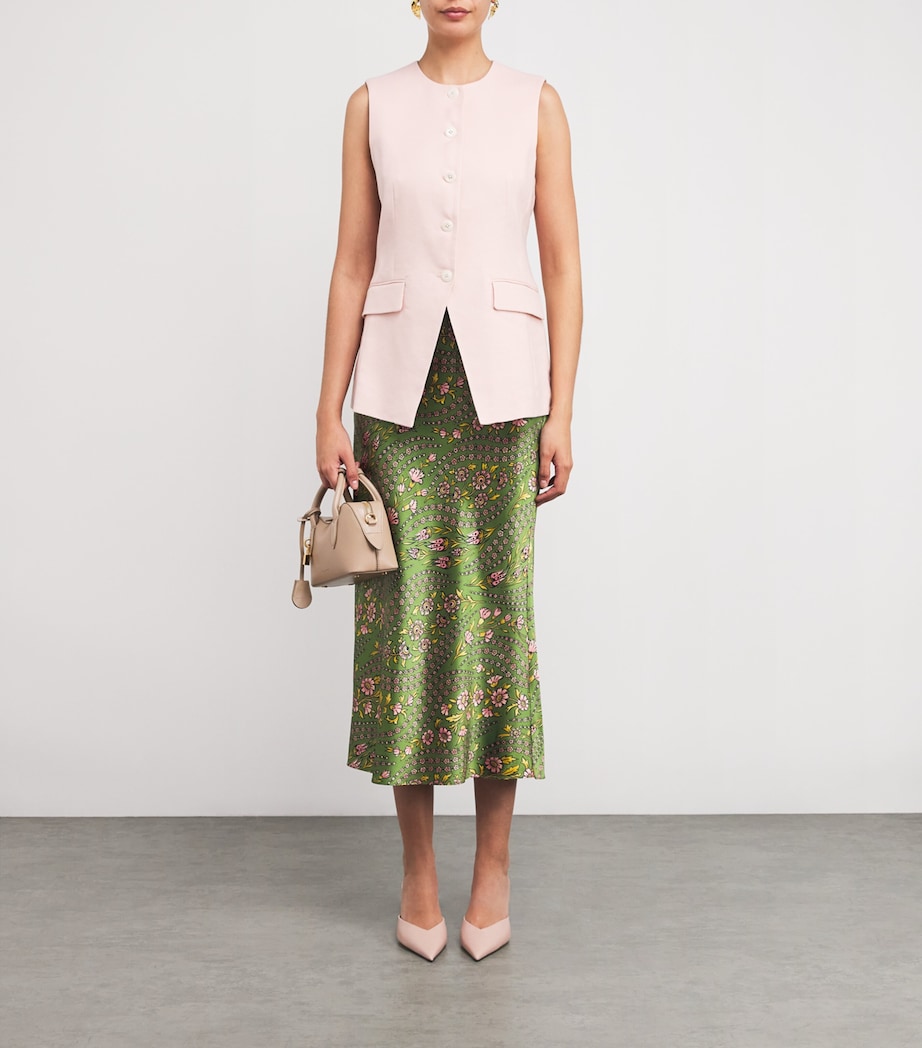 Veronica Beard Womens Silk-Blend Clover Midi Skirt Lemngrss Multi Image 2