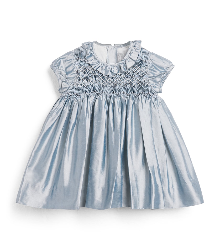 PEPA LONDON Silk Smocked Dress (12 Months - 4 Years) Blue Image 1