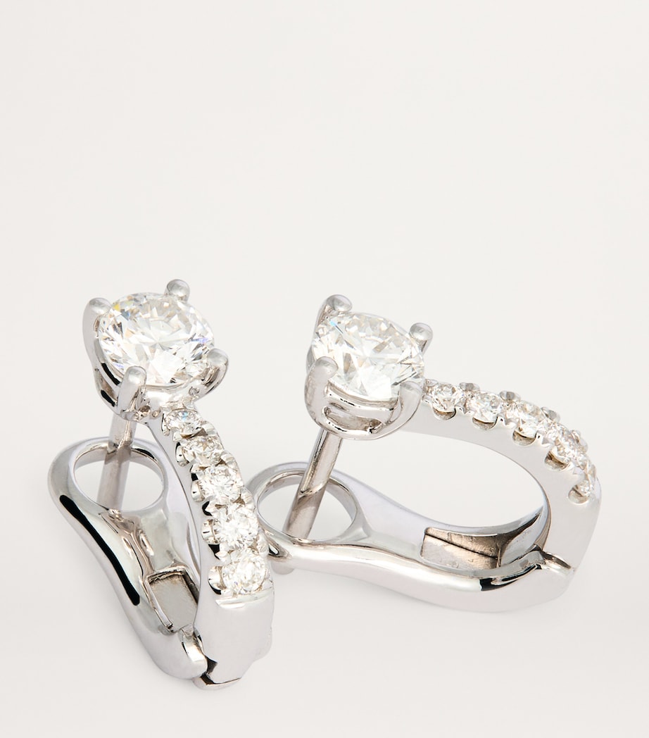 White Gold and Pavé Diamond Huggie Earrings WHITE GOLD Image 6